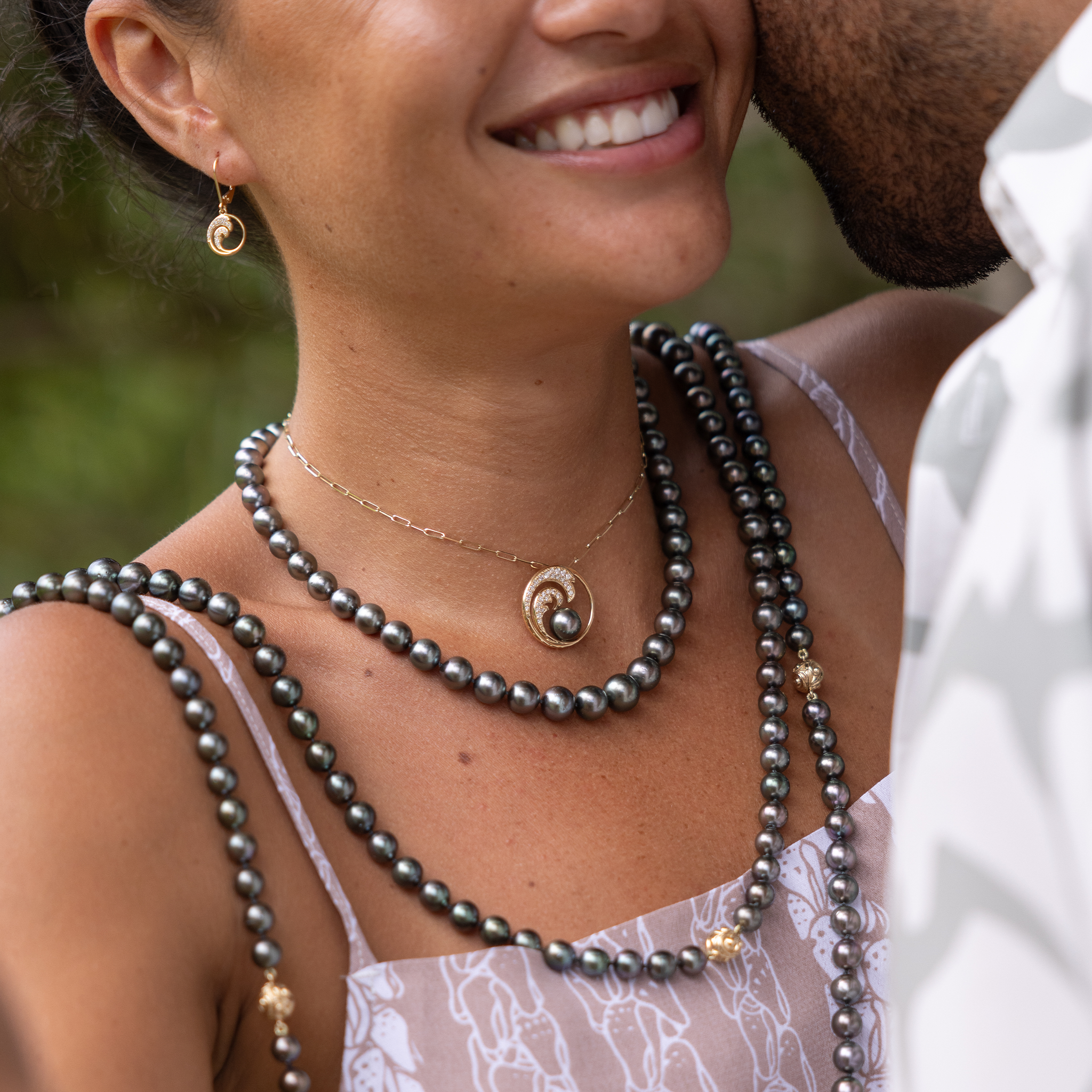 ナルタヒチアンブラックパールペンダントダイヤモンド - 24mm