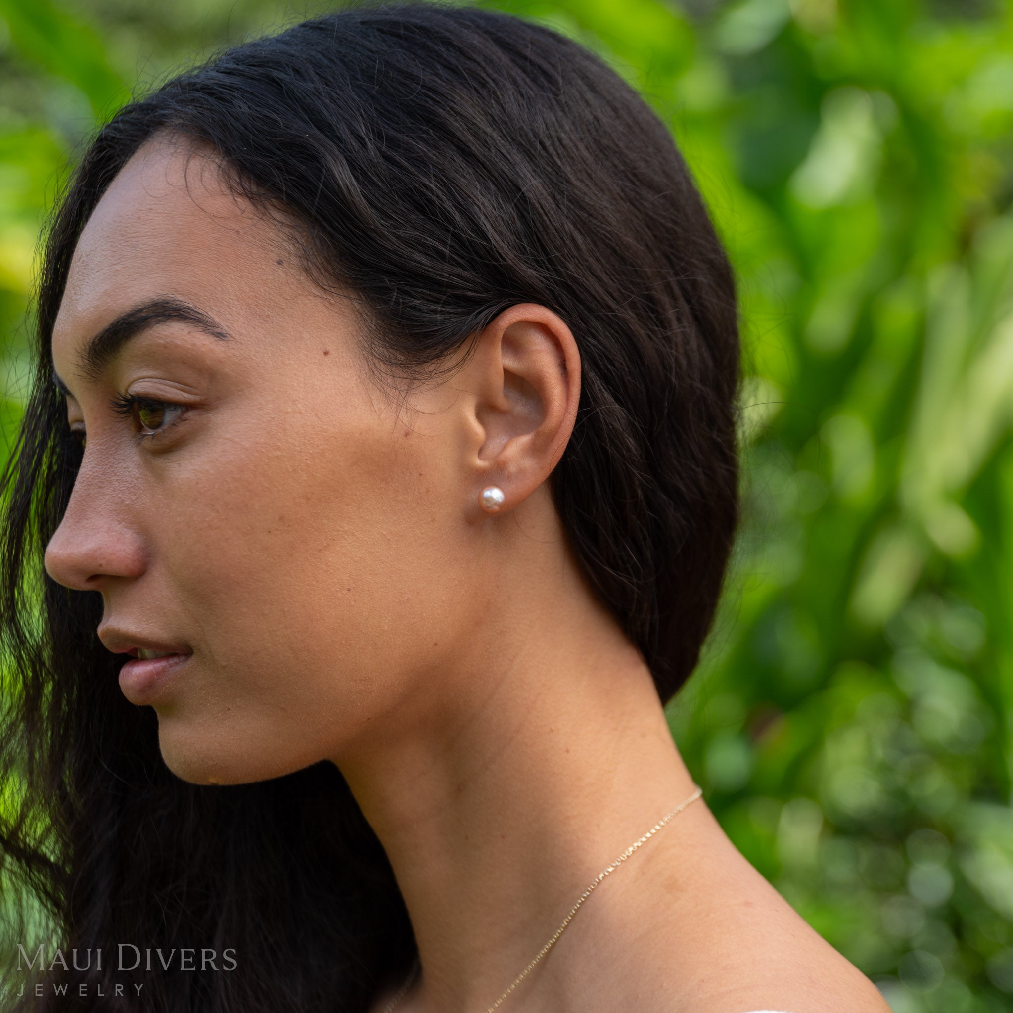 Freshwater Button Pearl Earrings in Gold - 8-9mm