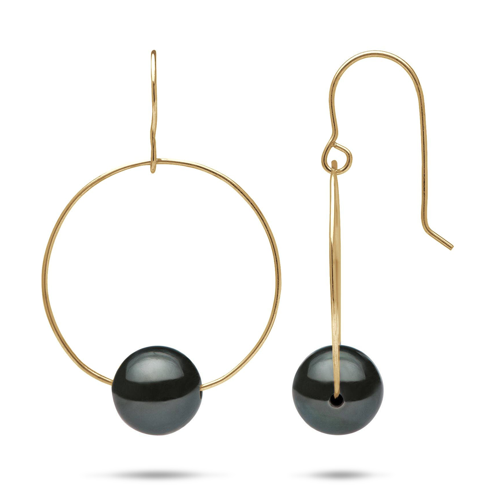 Creolen mit schwarzen Tahiti-Perlen in Gold - 9-10 mm