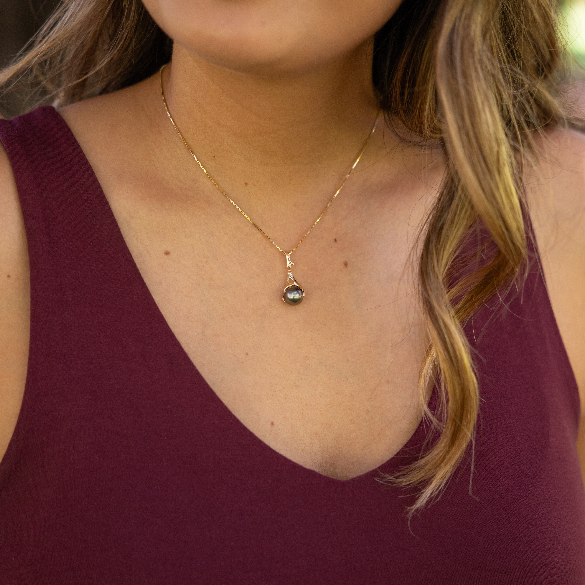 Heritage Tahitian Pearl Pendant in Gold -25mm