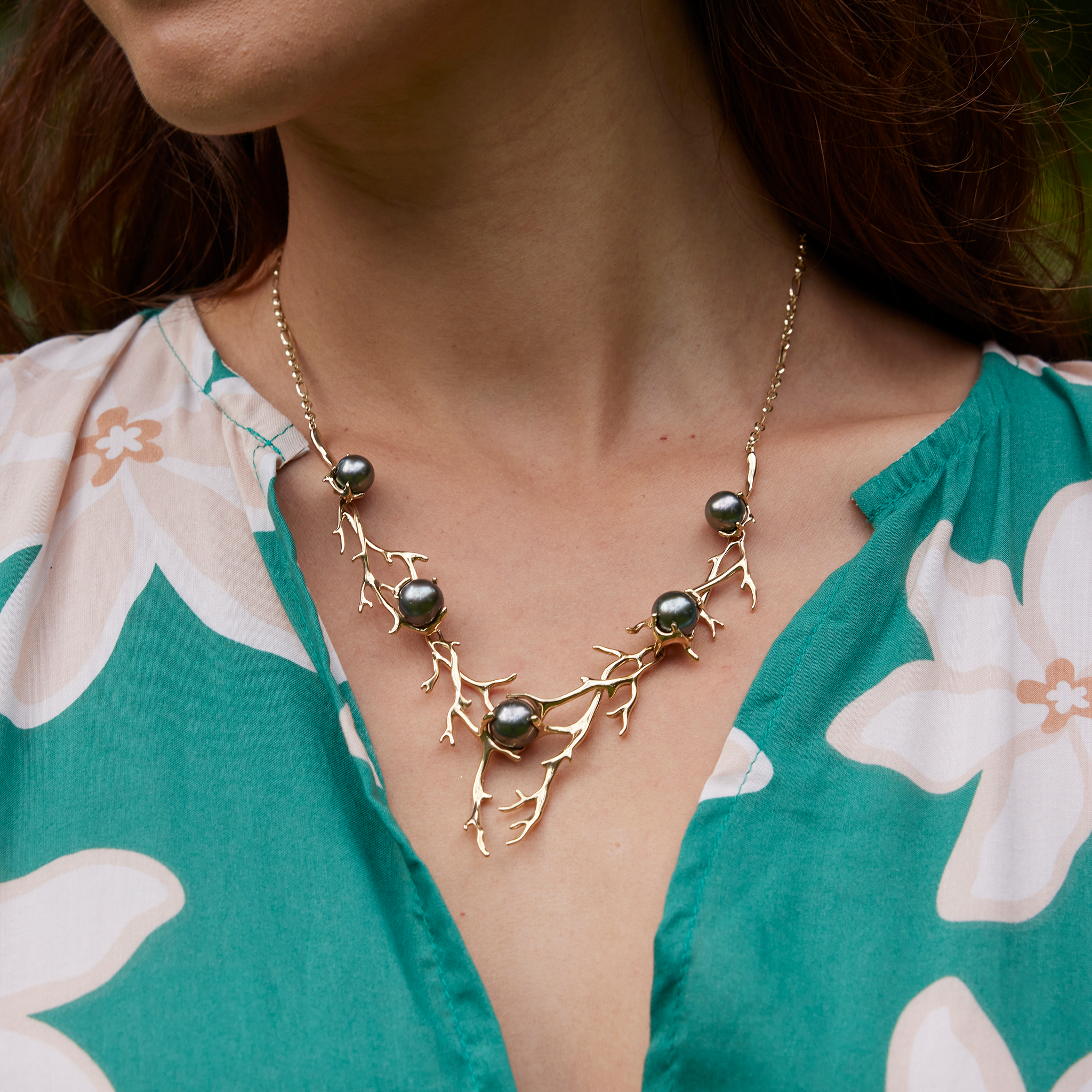 16-18 "調整可能な遺産タヒチアンパールネックレスの金