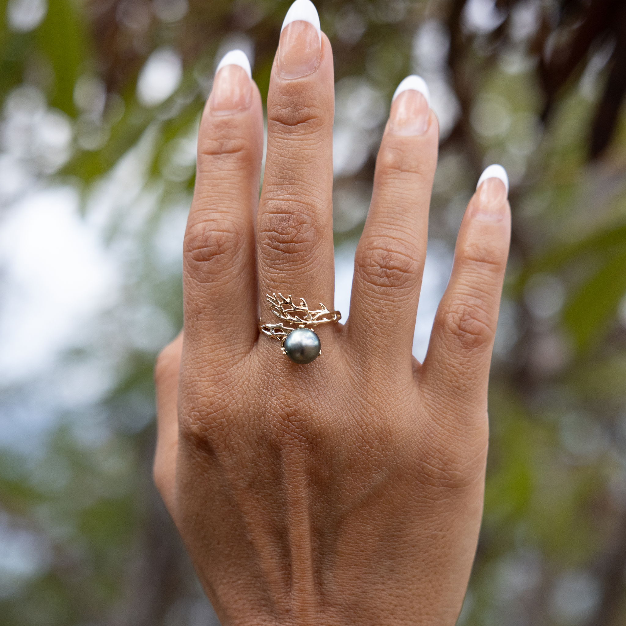 Heritage Tahitian Black Pearl Ring in Gold -8-9mm