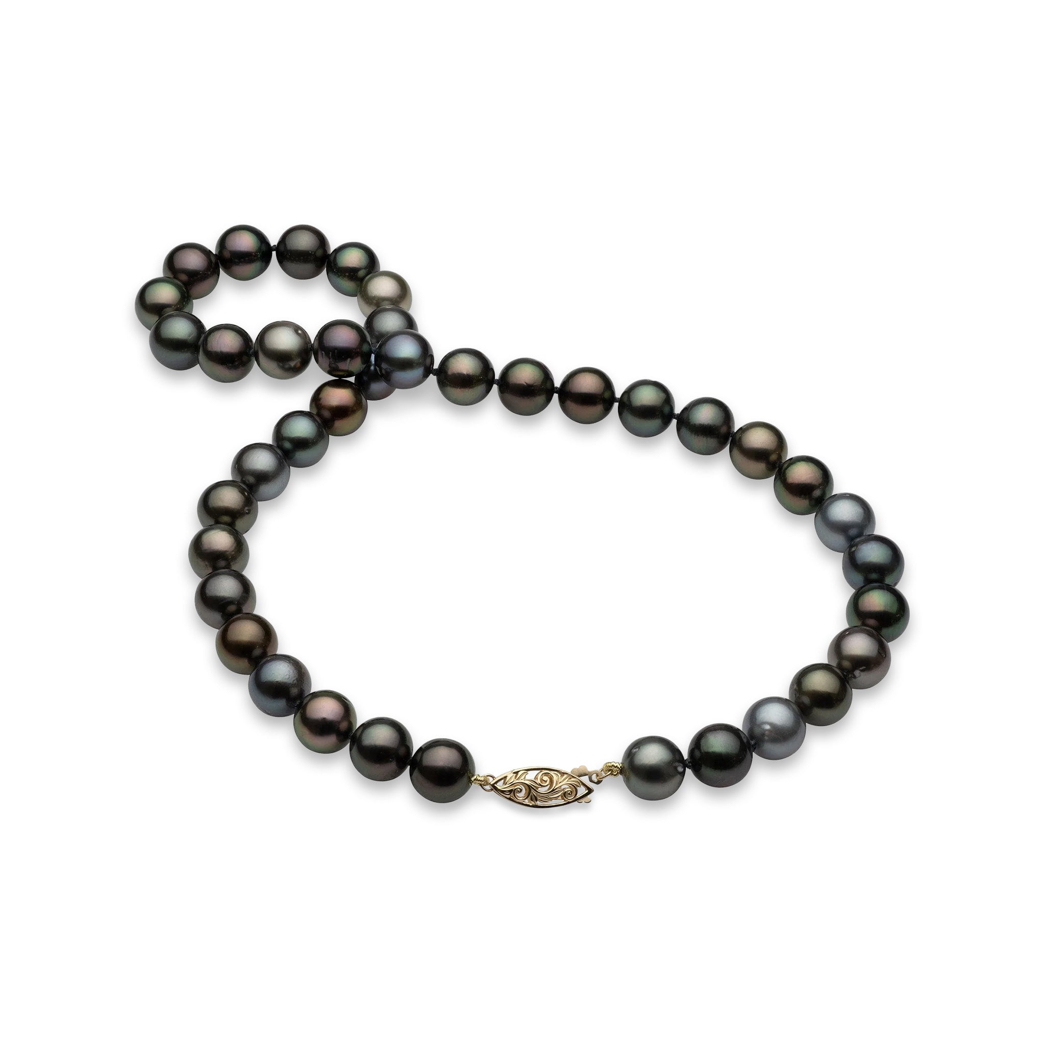 17-18" Tahitian Black Pearl Strand with Gold Clasp - 10-11mm