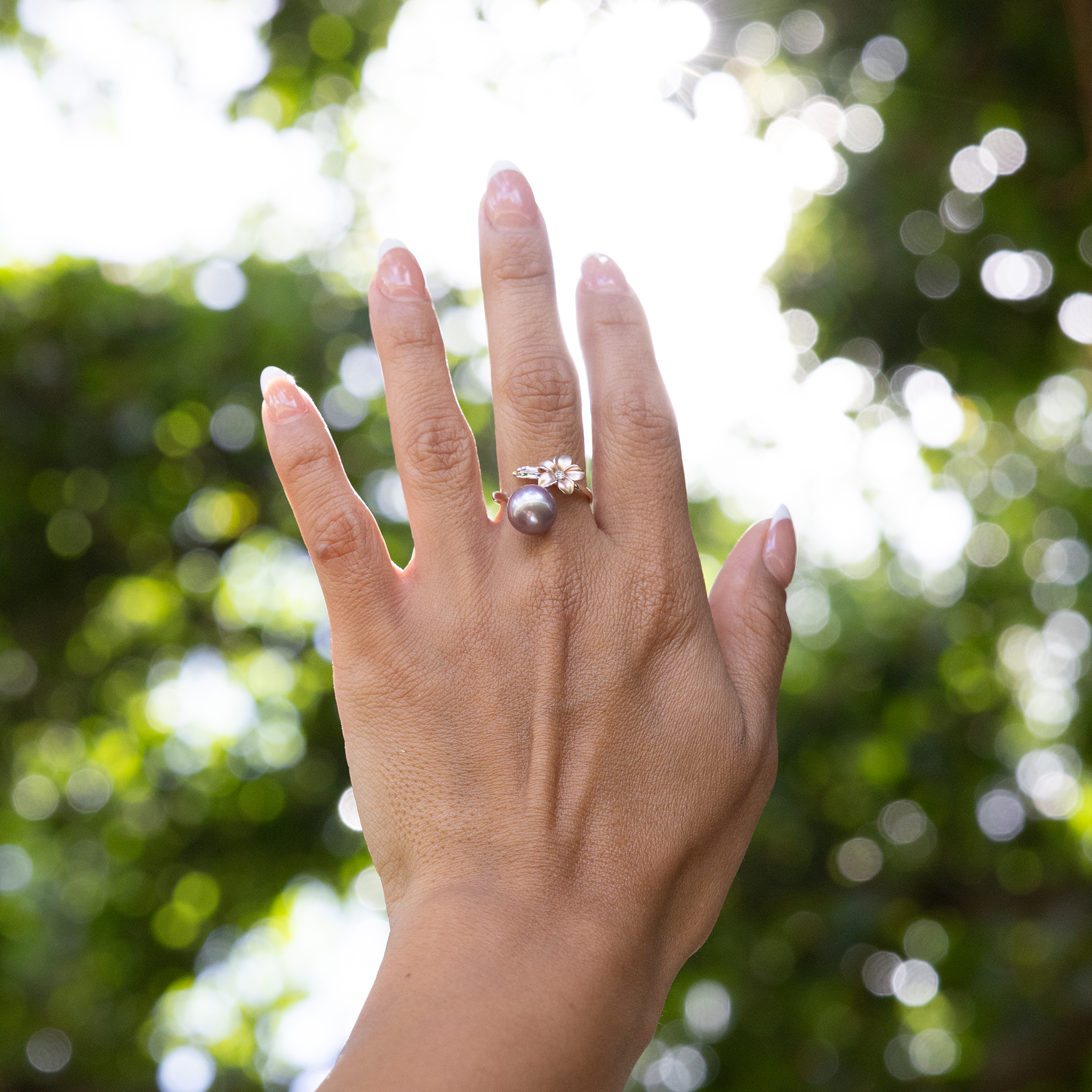 Plumeria Lilac Freshwater Pearl Ring in Rose Gold - 10-11mm