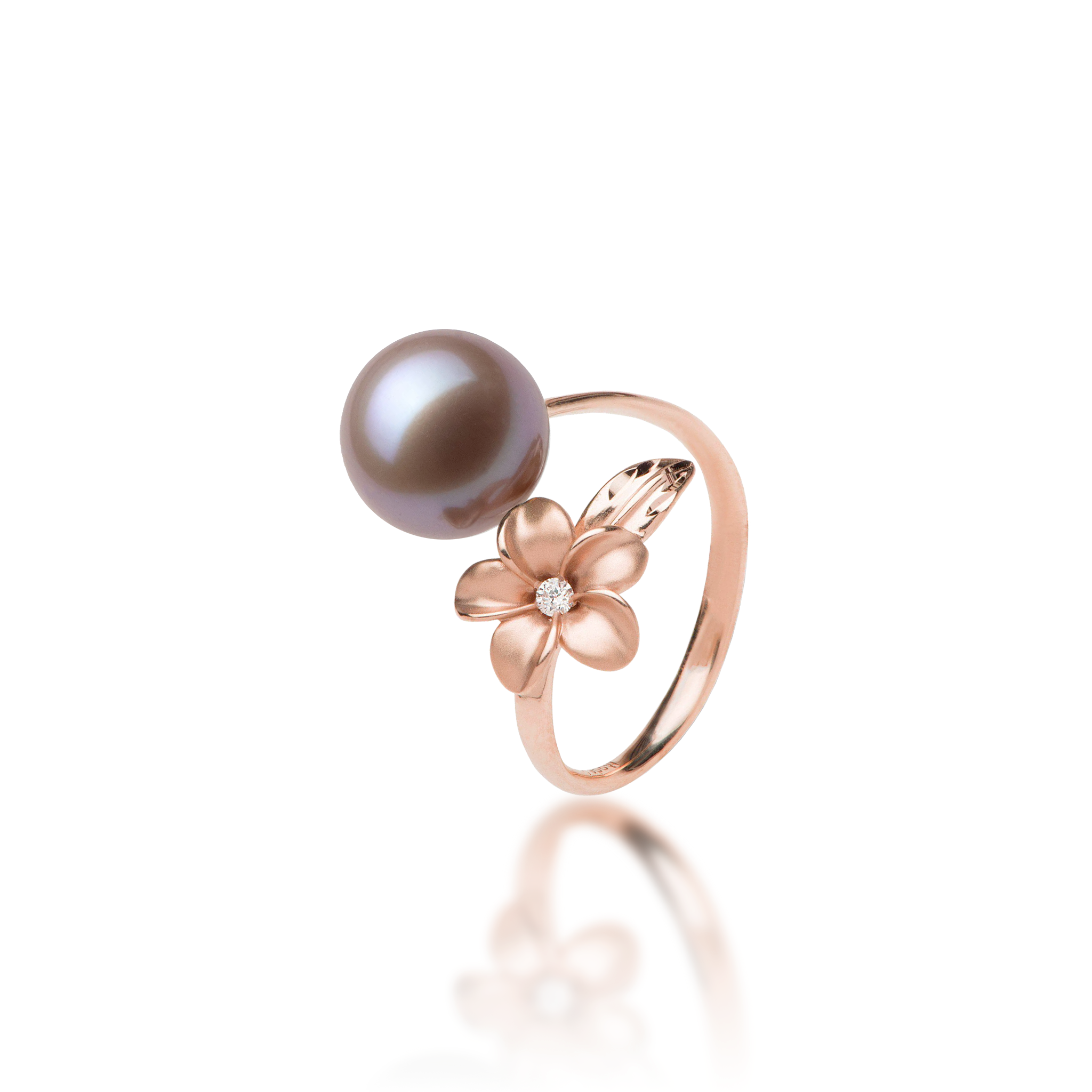 Plumeria Lilac Freshwater Pearl Ring in Rose Gold - 10-11mm