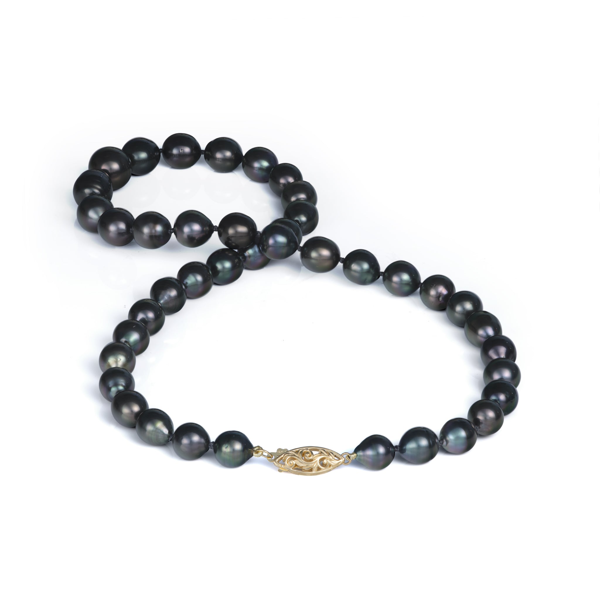 18-20" Tahitian Black Pearl Strand with Gold Clasp - 8-12mm