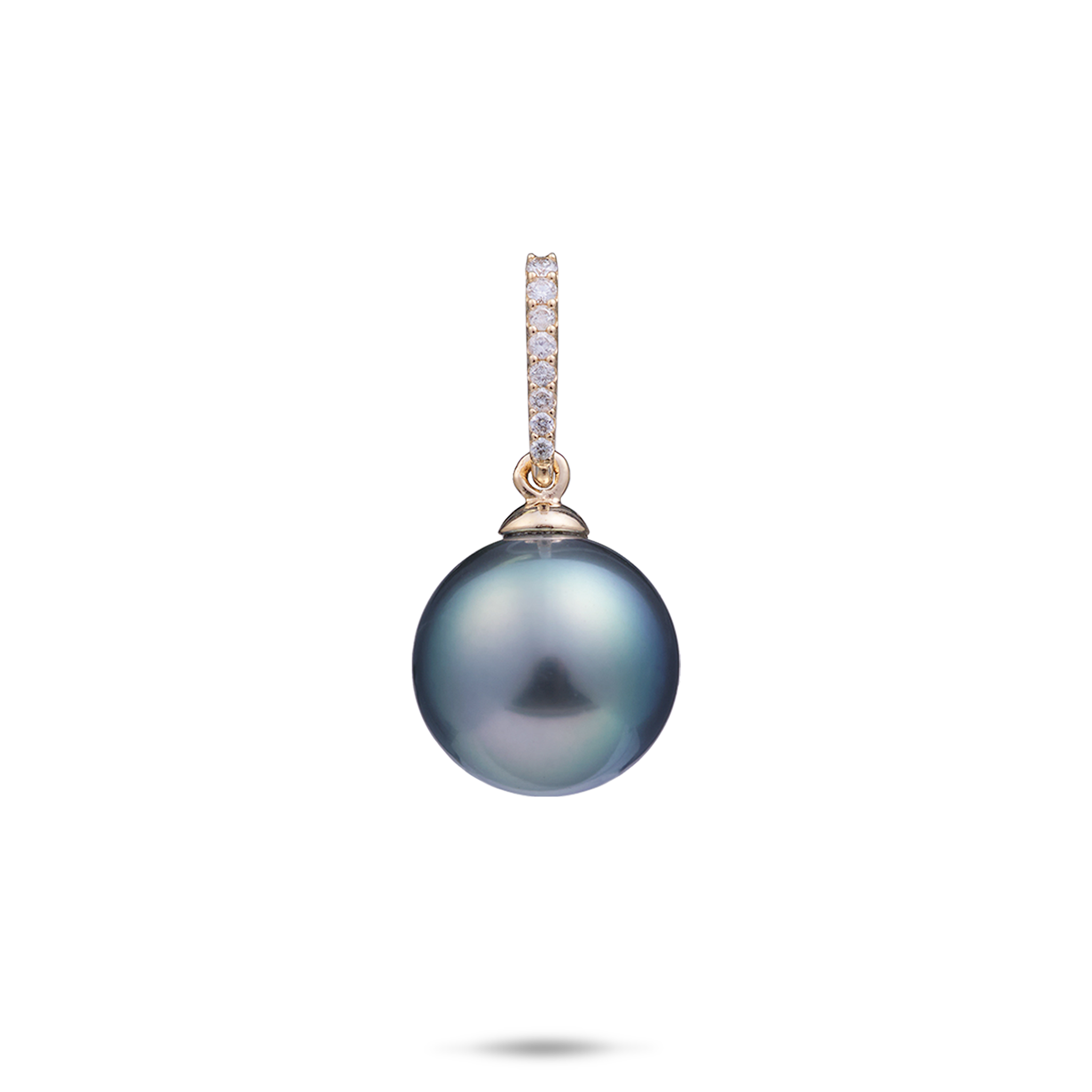 Tahiti-Schwarzperlen-Anhänger in Gold mit Diamanten – 12–14 mm