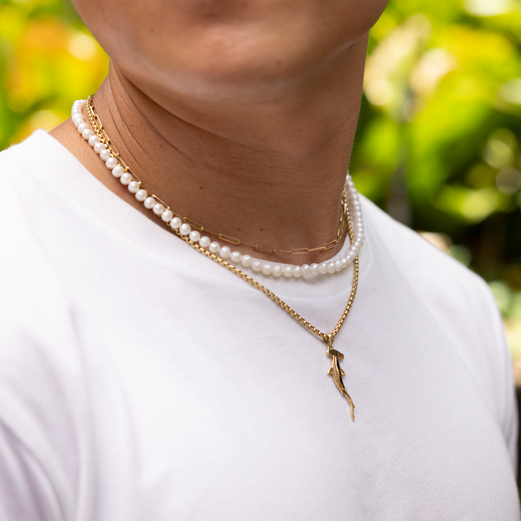 18-19" Freshwater White Pearl Strand with Gold Clasp - 4-5.5mm