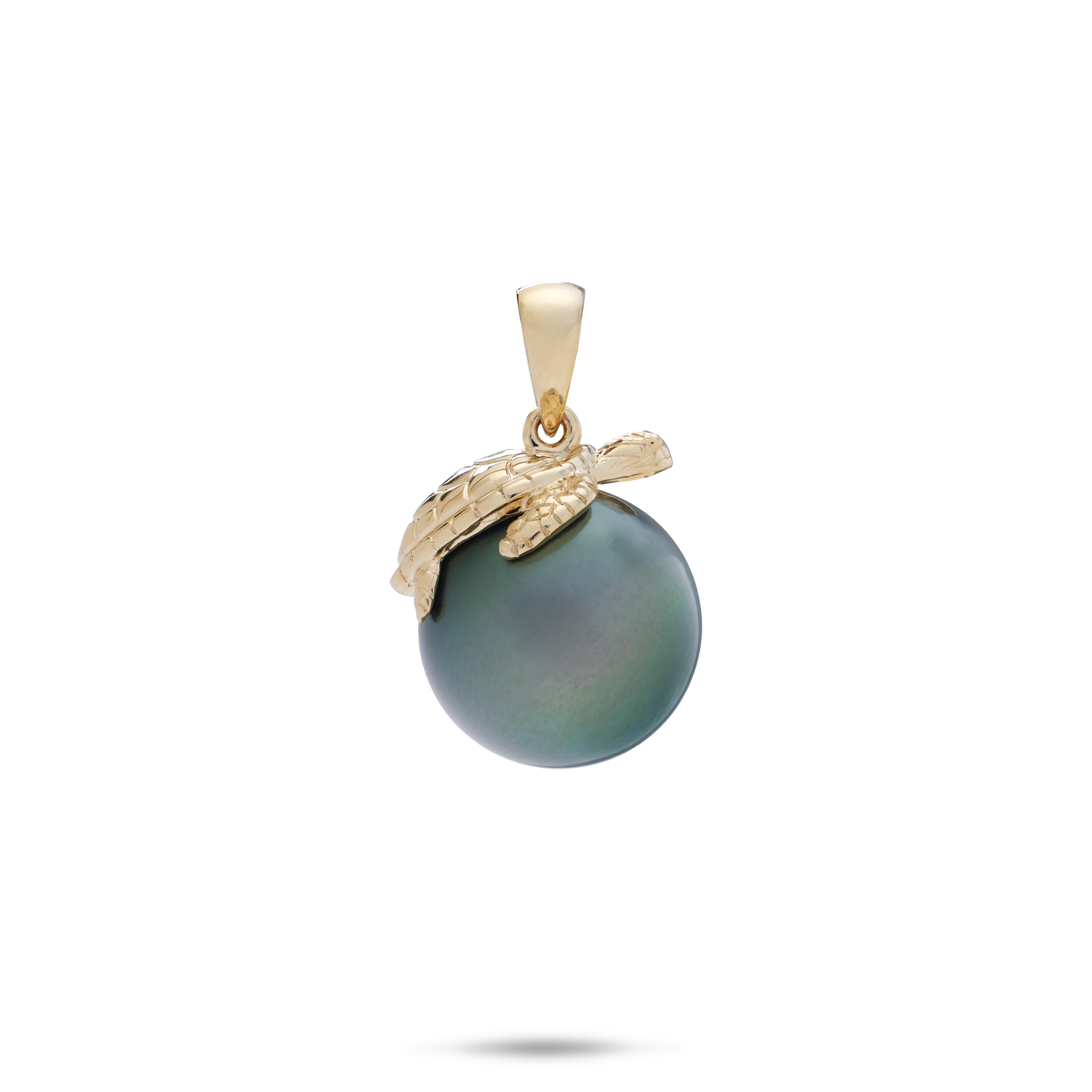 Honu Tahitian Black Pearl Pendant in Gold - 13-14mm