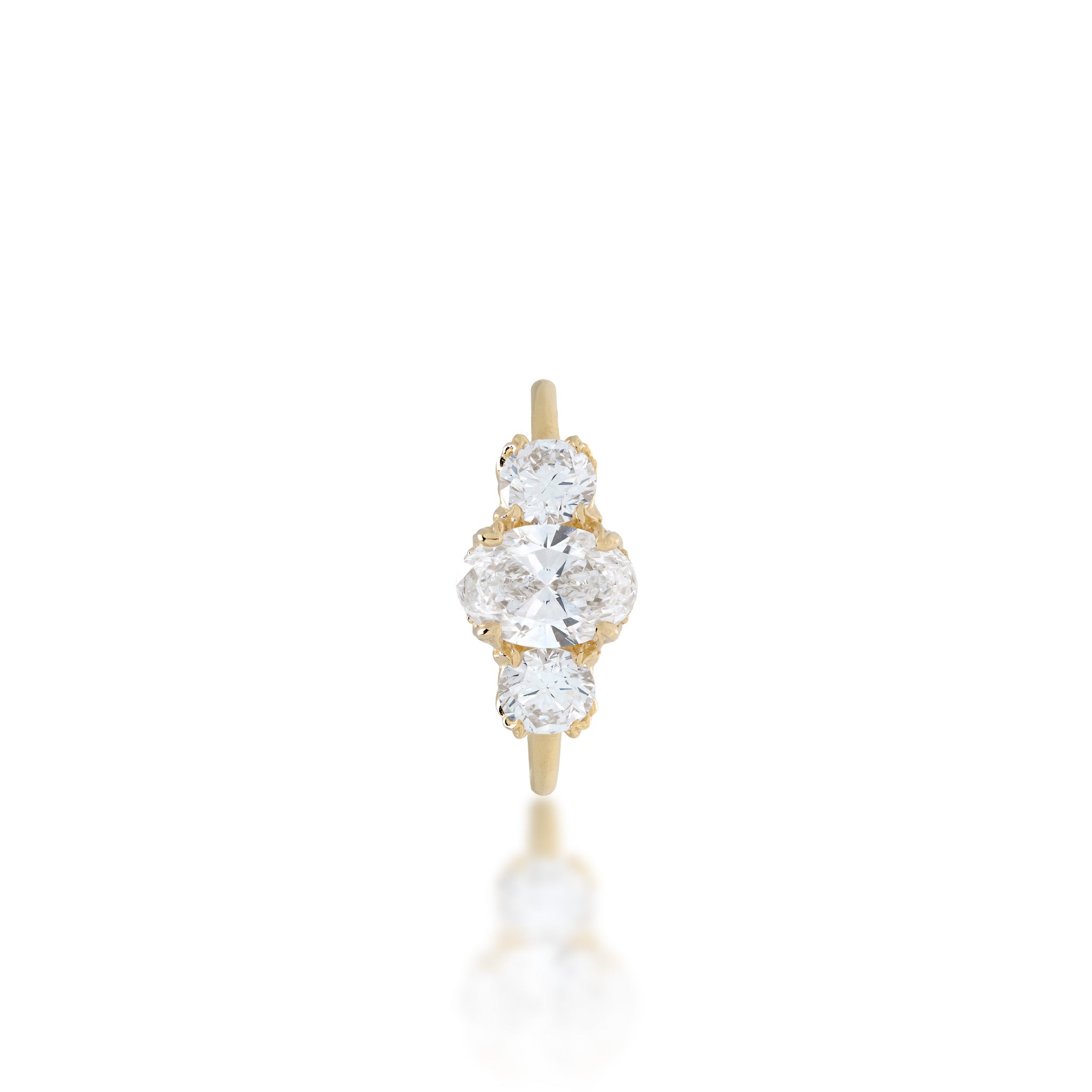 Hidden Hawaiʻi Maile Three Stone Lab Grown Diamond Ring in 14k Yellow Gold