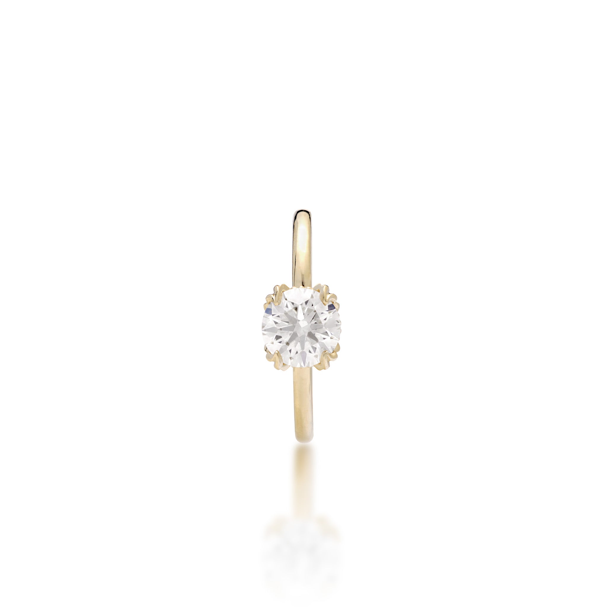 Top view of the Hidden Hawaiʻi Maile Lab Grown Diamond Ring in 14k Yellow Gold on a white background