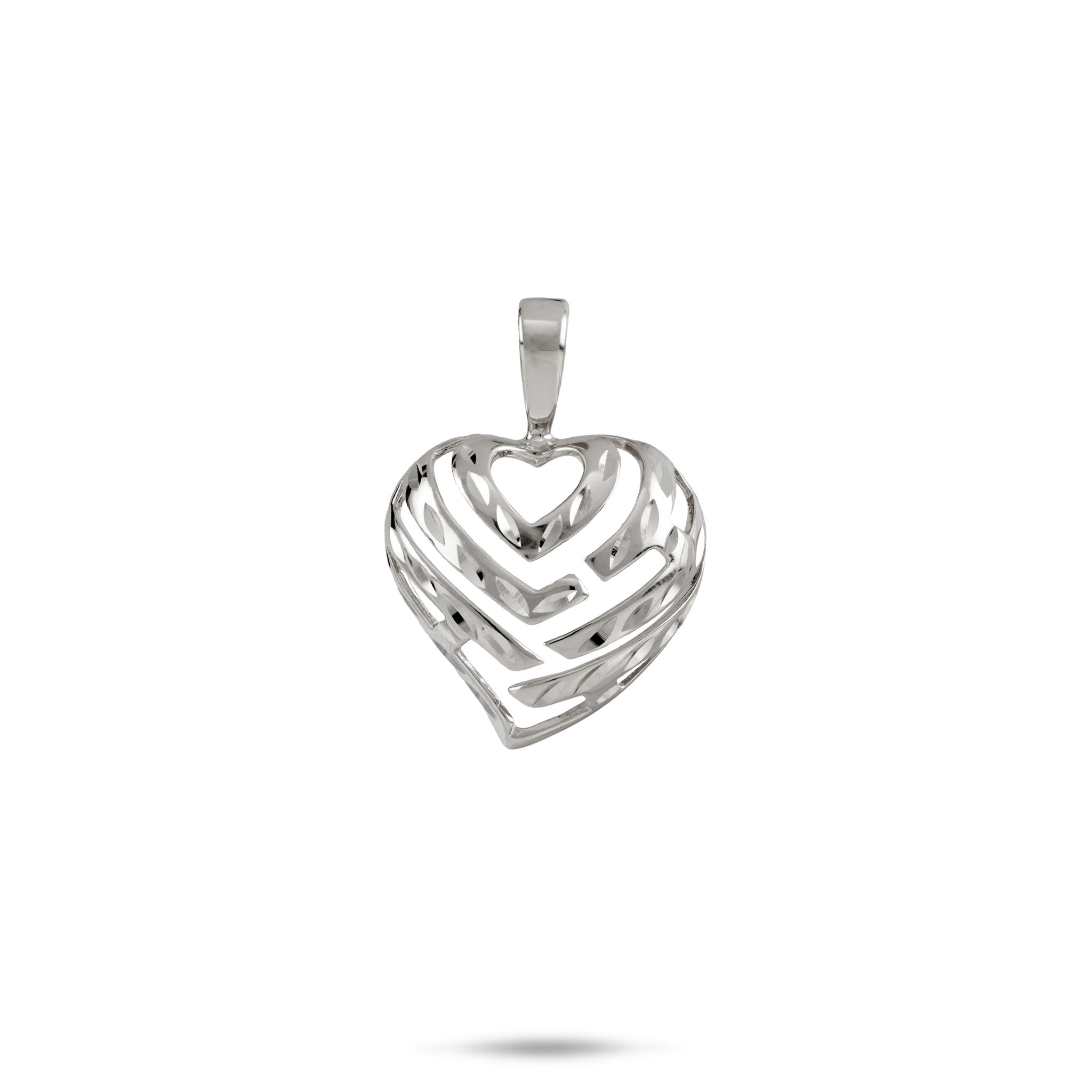 15mm Aloha Heart Pendant in 14k White Gold