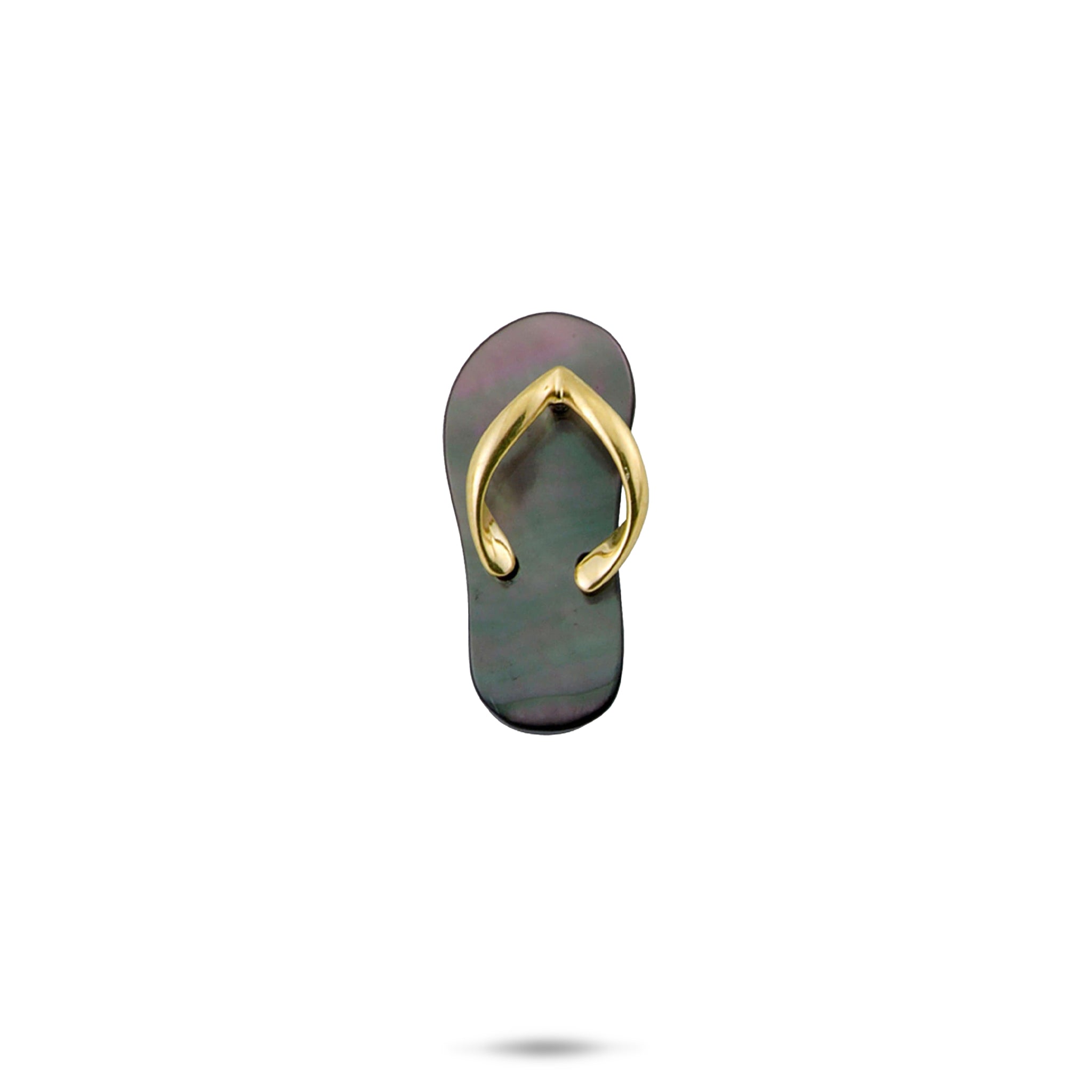 Black Mother of Pearl Slipper Pendant in Gold - 20mm