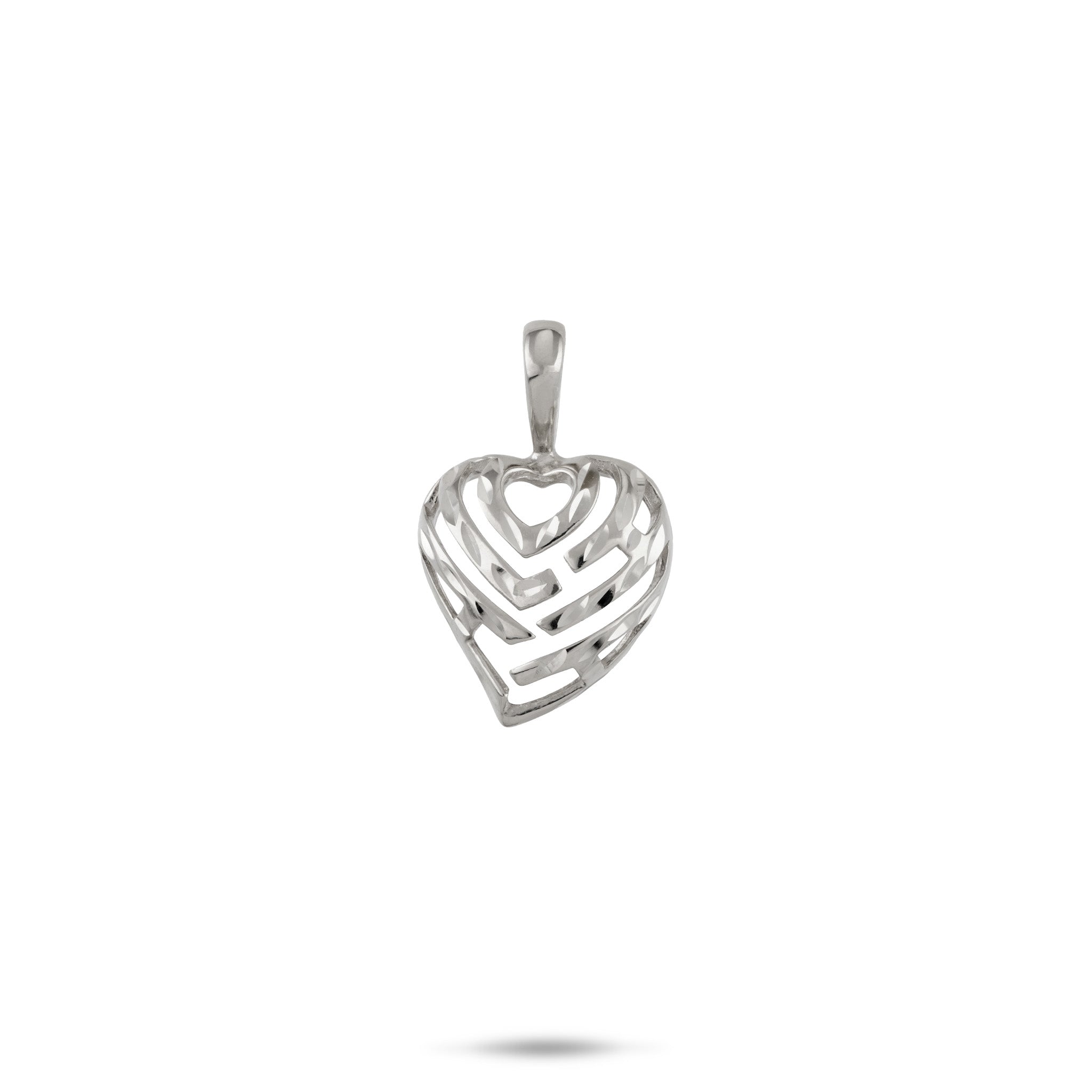 12mm Aloha Heart Pendant in 14k White Gold