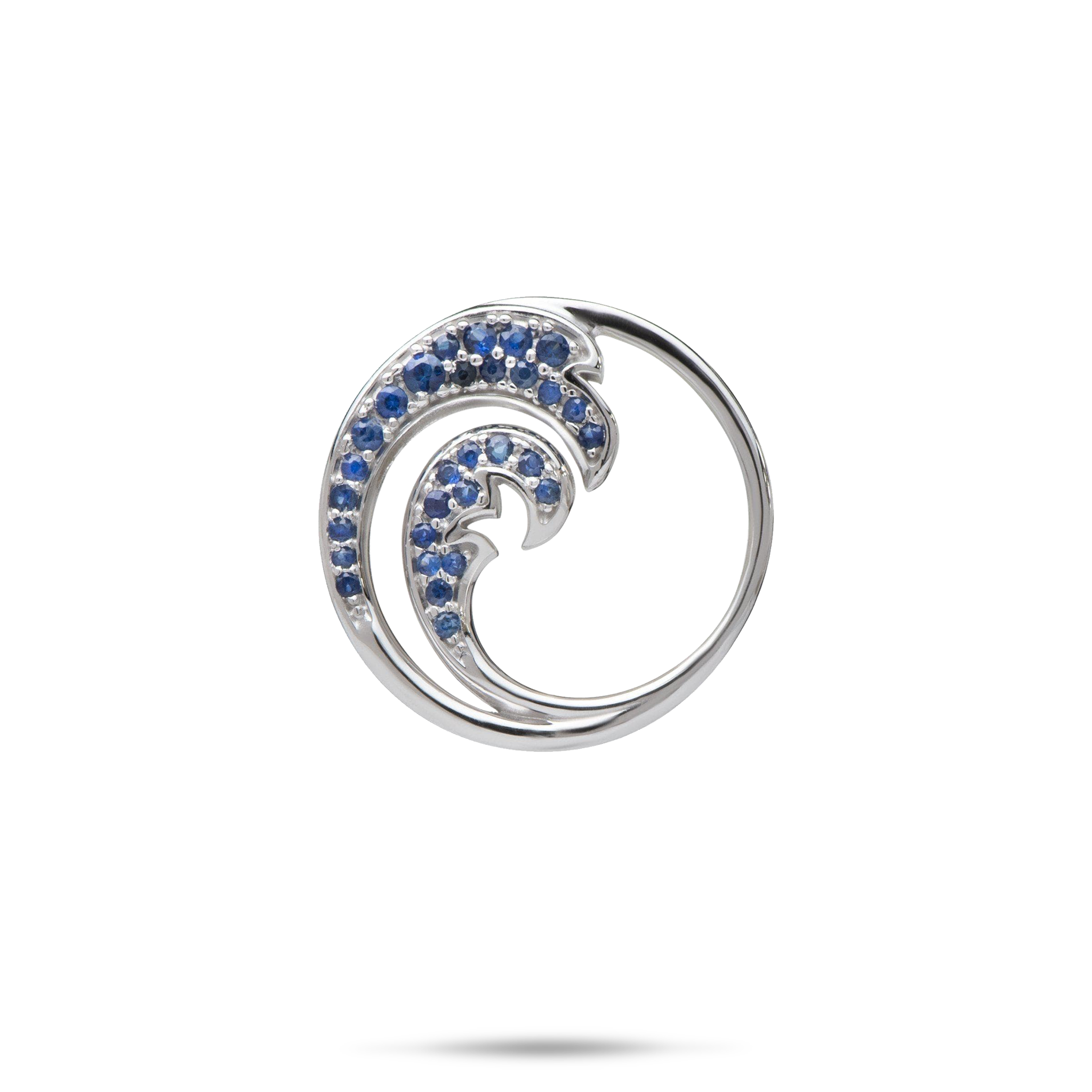 Nalu Pendant in White Gold with Blue Sapphires - 22mm
