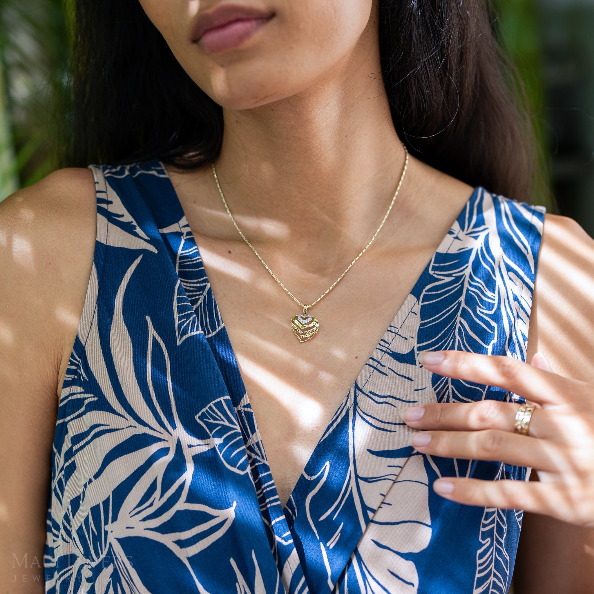 Aloha Heart Diamonds - 18mmの金でペンダント