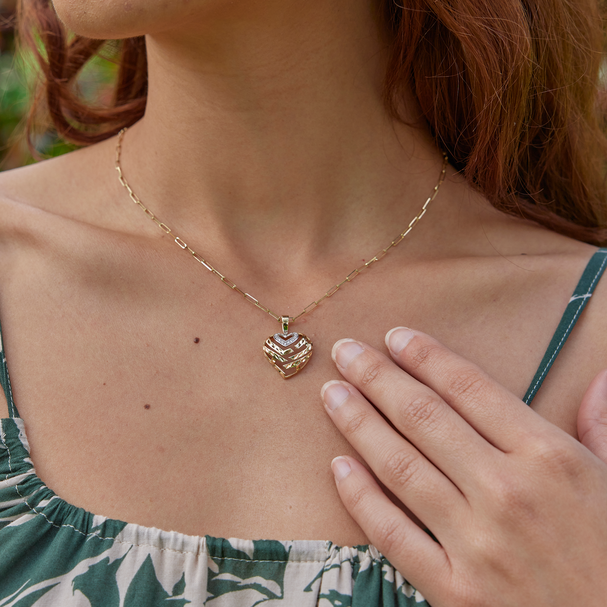 Aloha Heart Diamonds - 18mmの金でペンダント