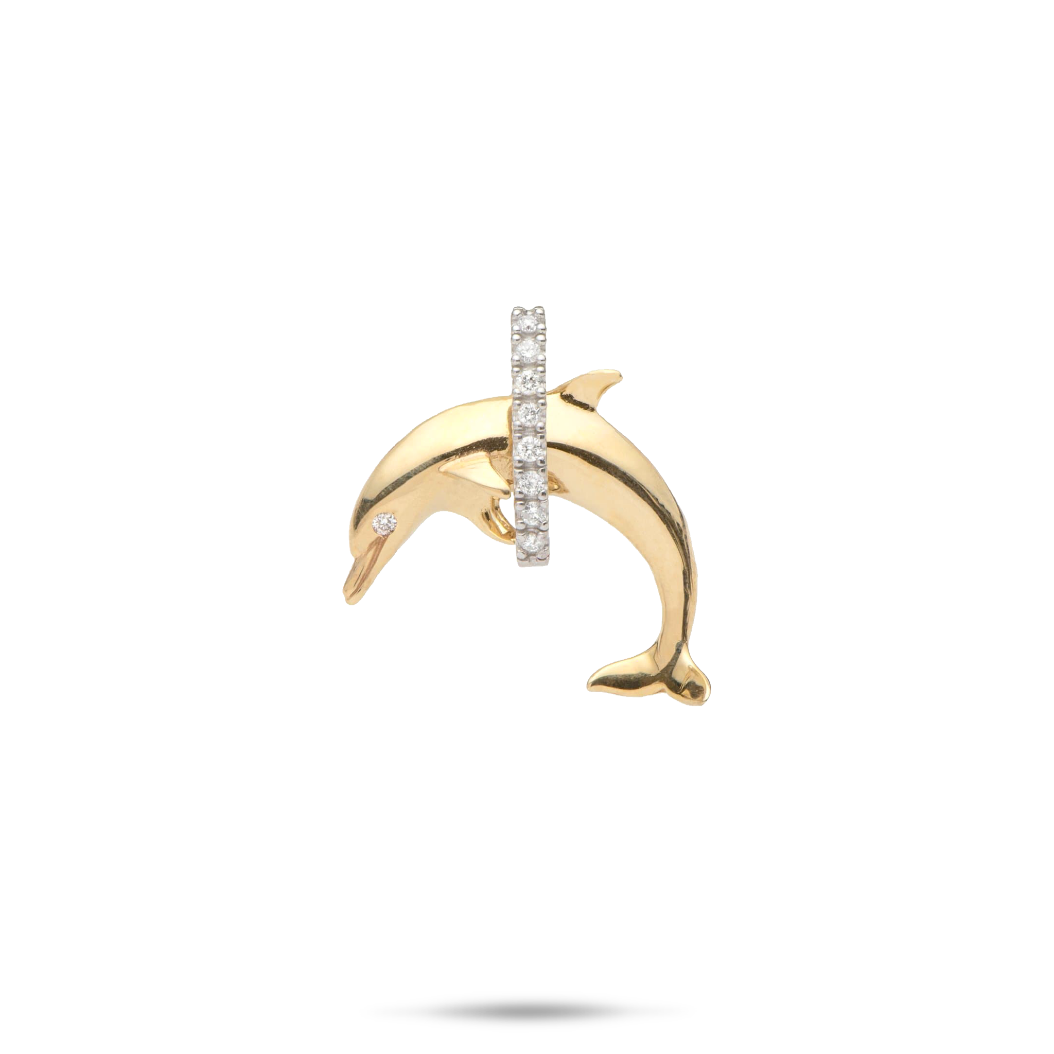 Dolphin Pendant in Two Tone Gold with Diamonds - 19mm
