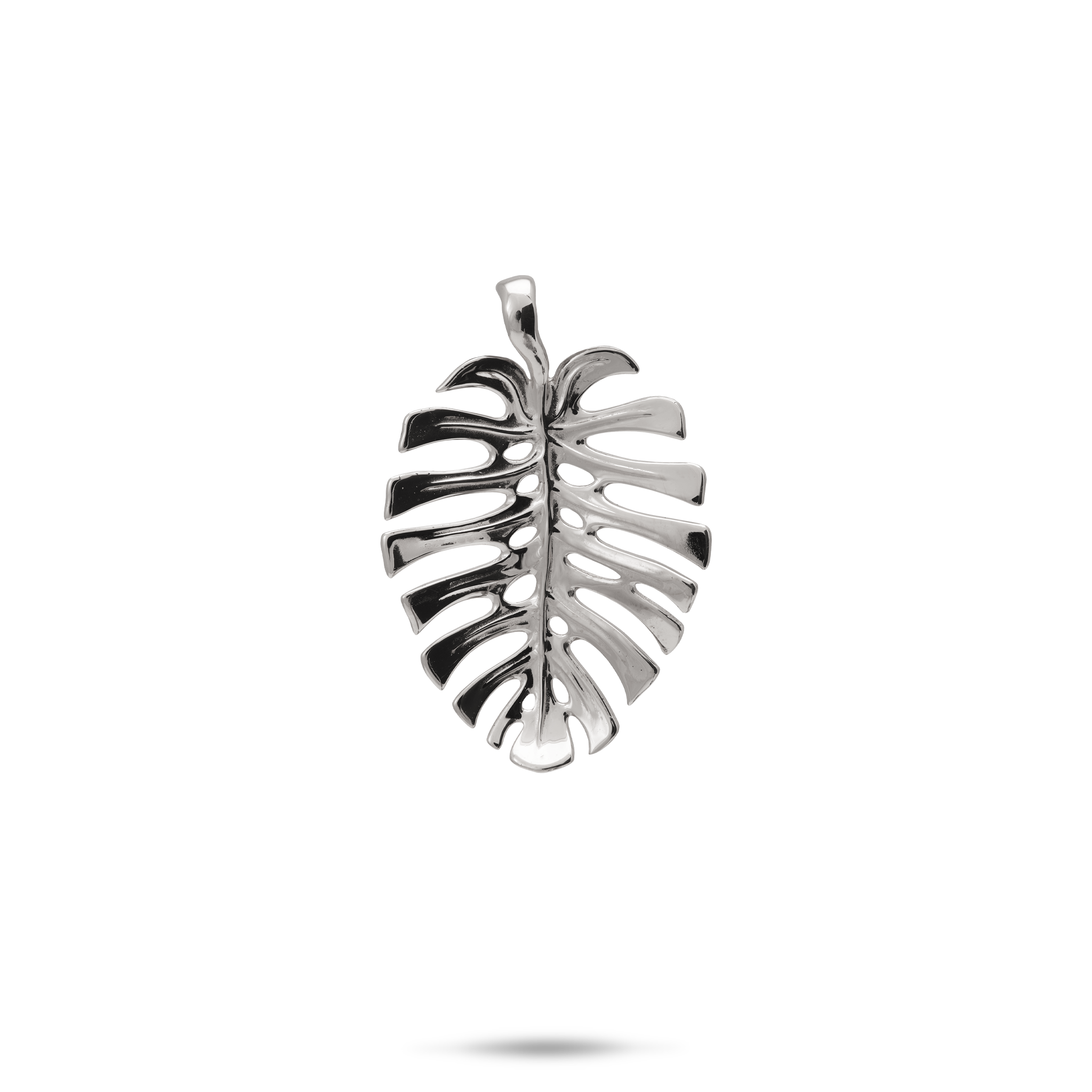 Monstera Pendant in White Gold - 20mm