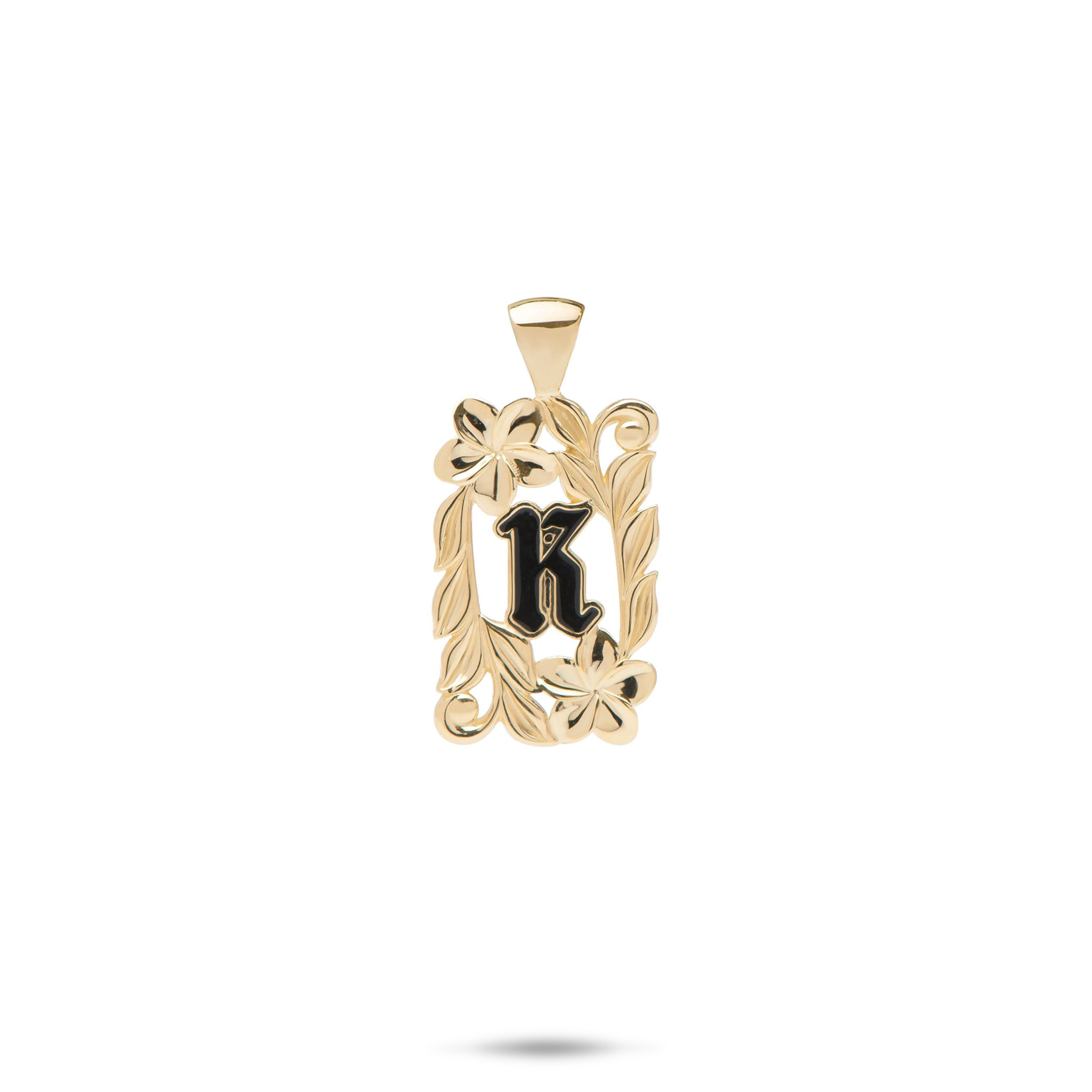 Special Order Hawaiian Heirloom Plumeria Initial Pendant in Gold - 17mm