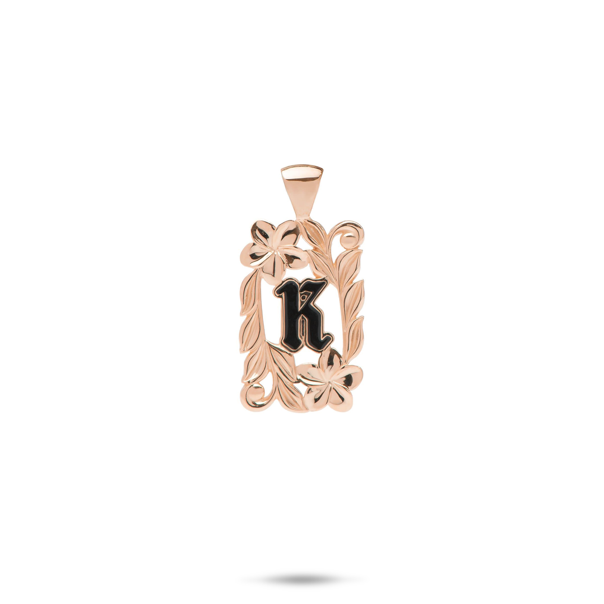 Special Order Hawaiian Heirloom Plumeria Initial Pendant in Gold - 17mm