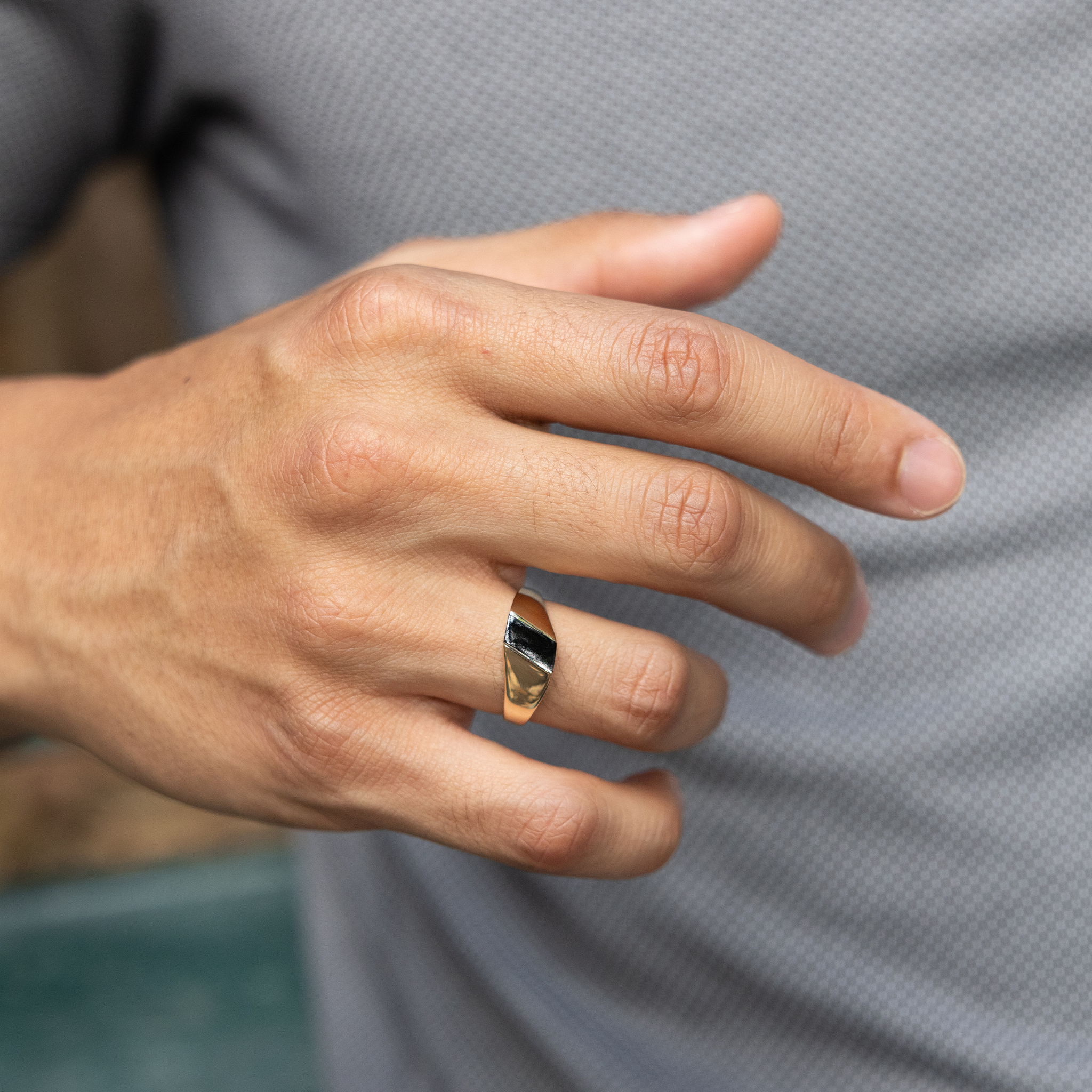 Asymmetrical Hawaiian Black Coral Ring in Gold