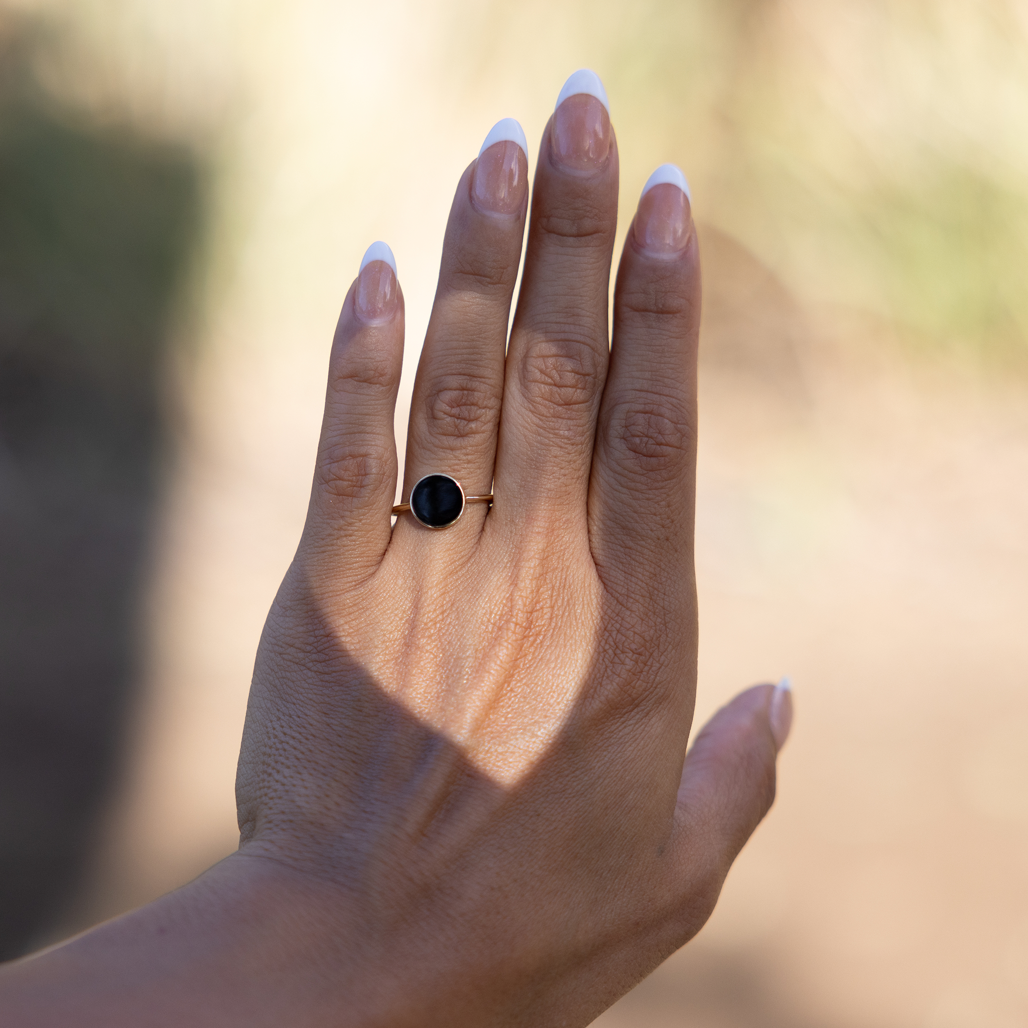Eclipse Black Coral Ring in Gold - 10mm