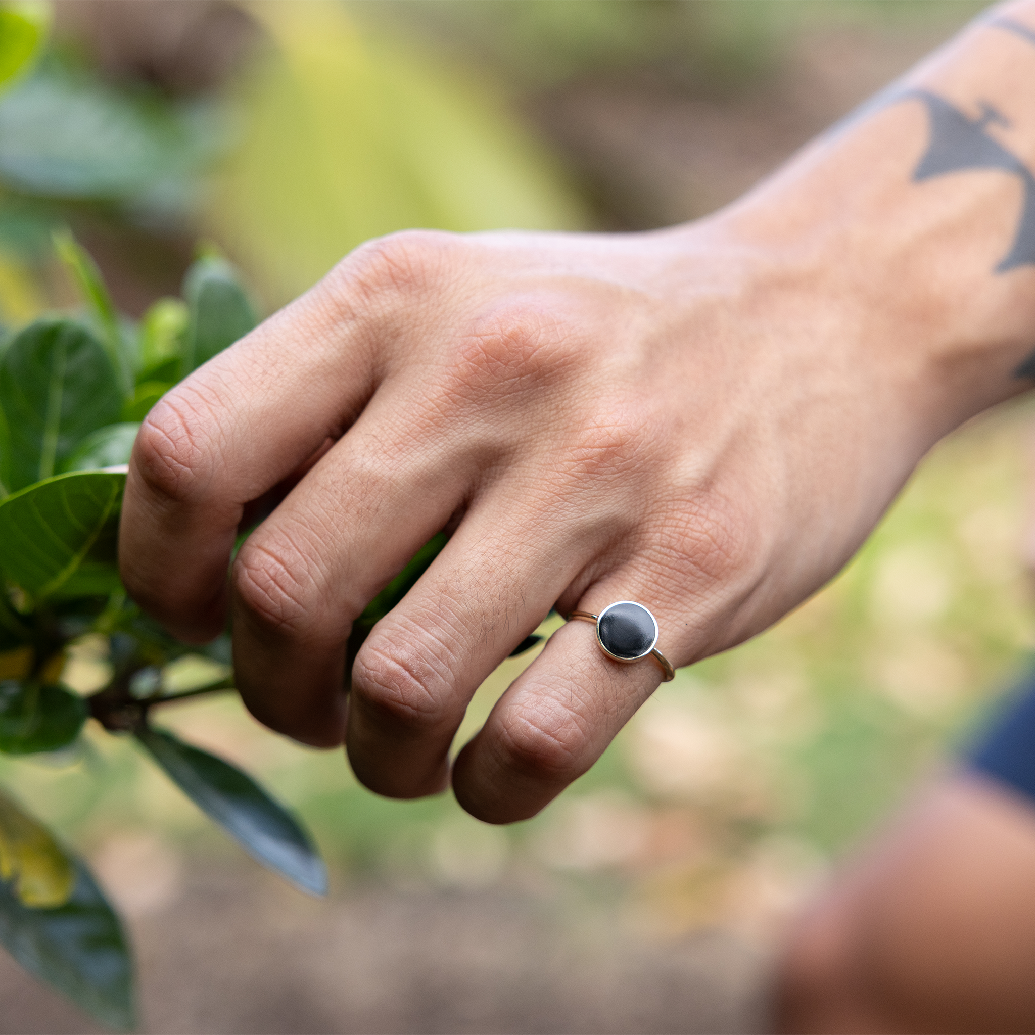 Eclipse Black Coral Ring in Gold - 10mm