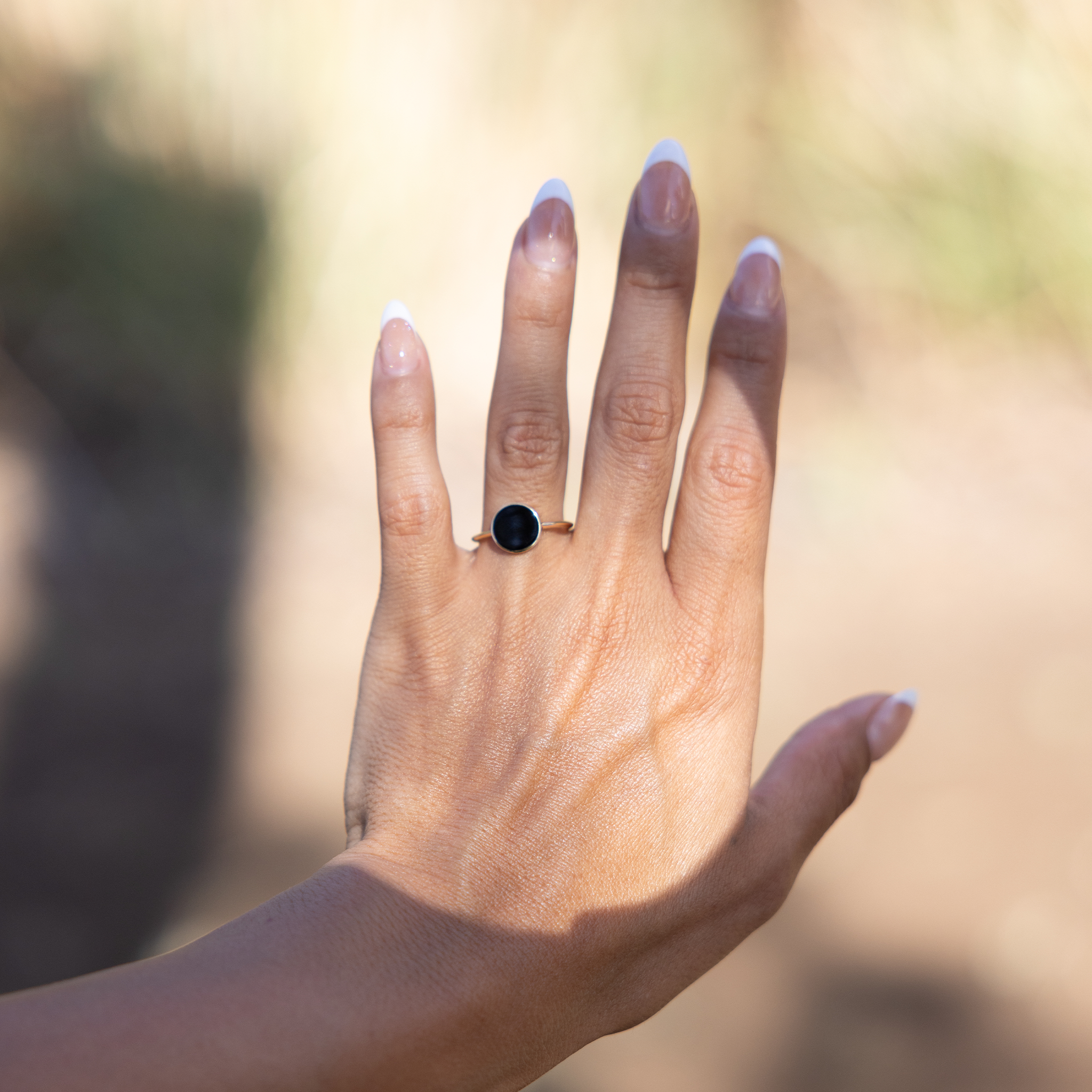 Eclipse Black Coral Ring in Gold - 10mm