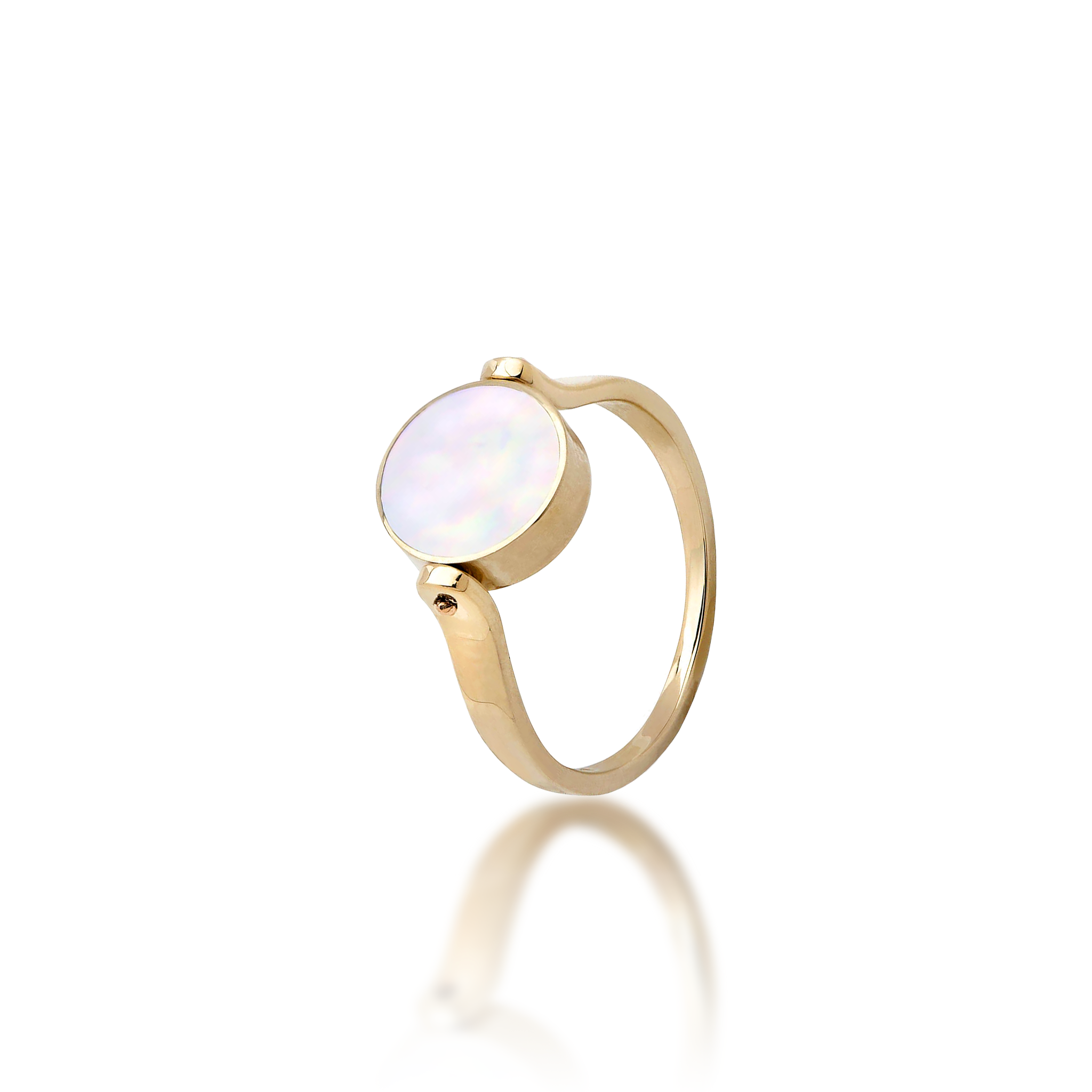 金のEclipseフリップサイドブラックコーラルリング -  9mm