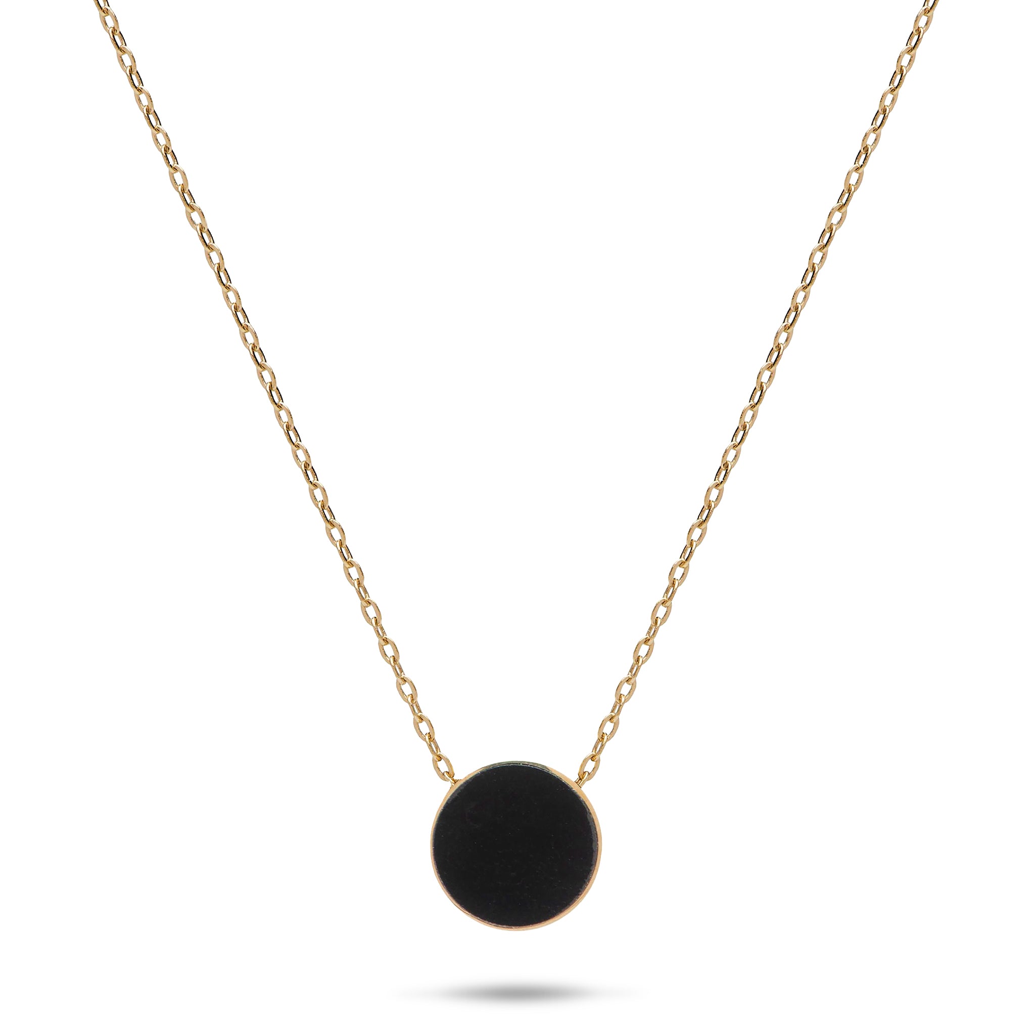 16-18" Adjustable Eclipse Flipside Black Coral & Mother of Pearl Necklace in Gold - 9mm