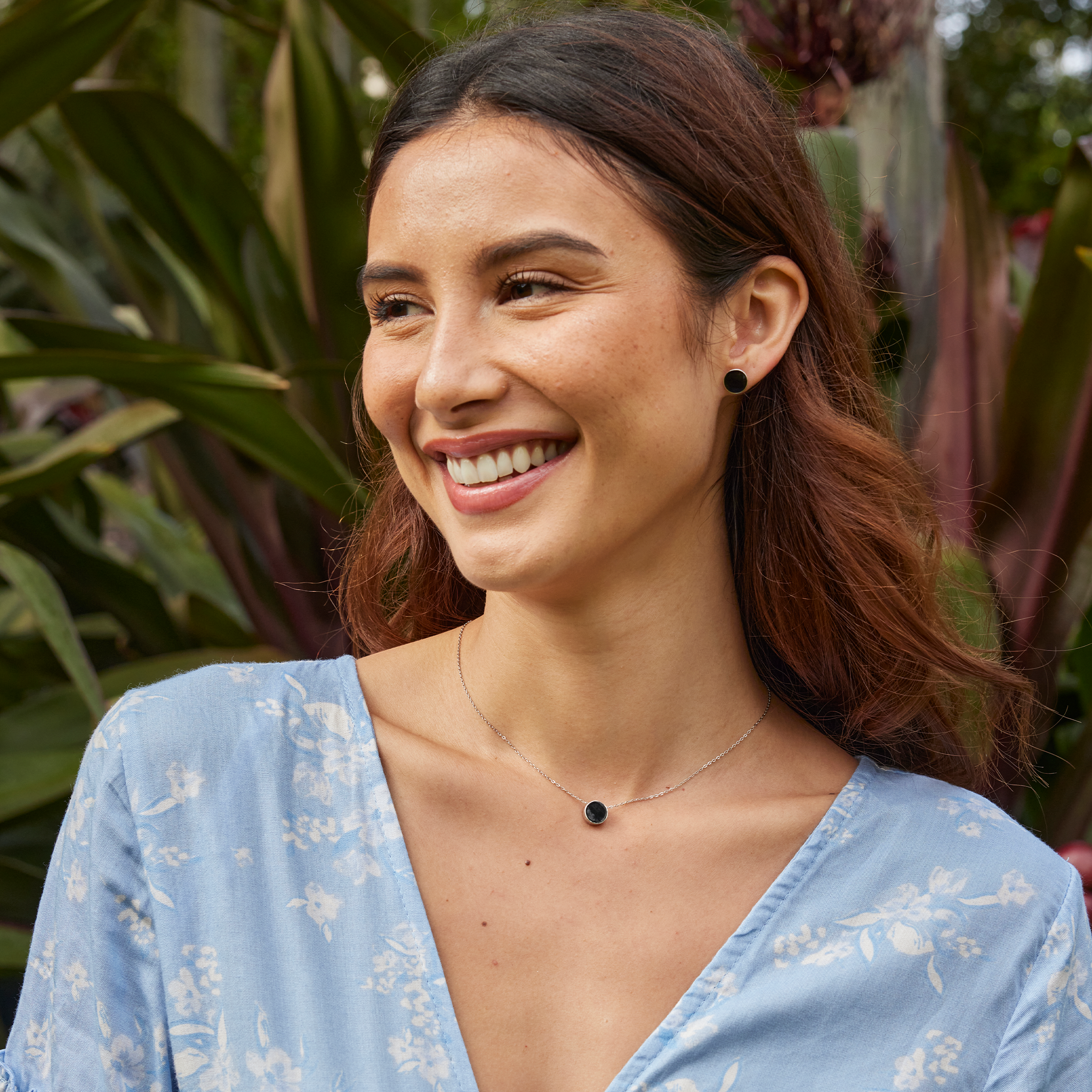 16~18インチ 調節可能なエクリプス フリップサイド ブラック コーラル & マザー オブ パール ネックレス ホワイト ゴールド - 9mm