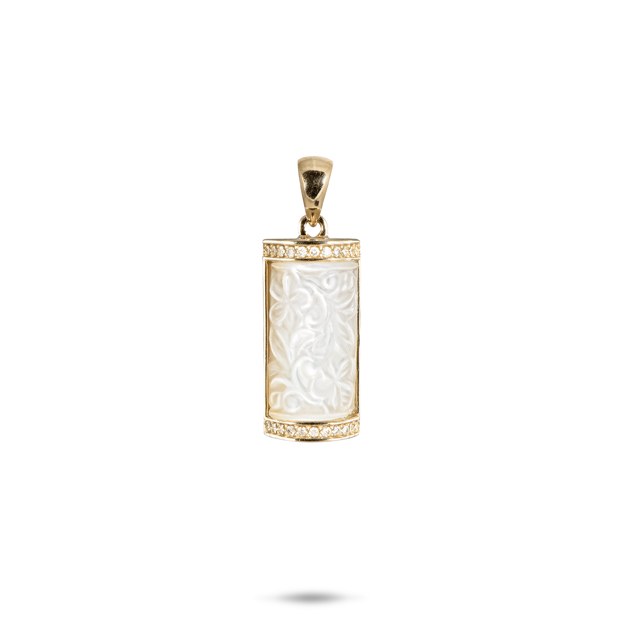 Hawaiian Erbstück Plumeria Perlmutt-Anhänger in Gold – 17 mm