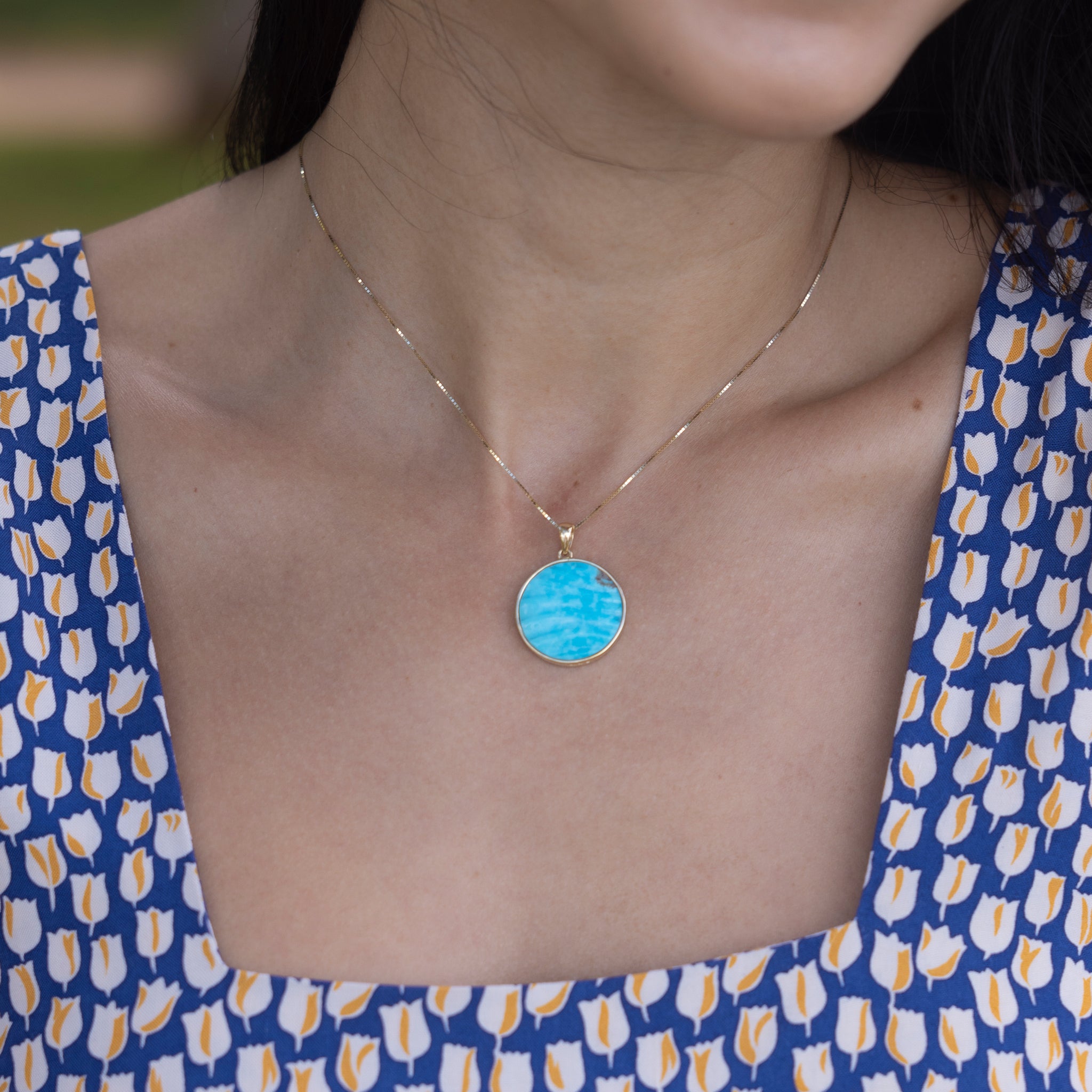 ハワイアン瞬間オーシャンサンドペンダントターコイズターコイズ - 22mm