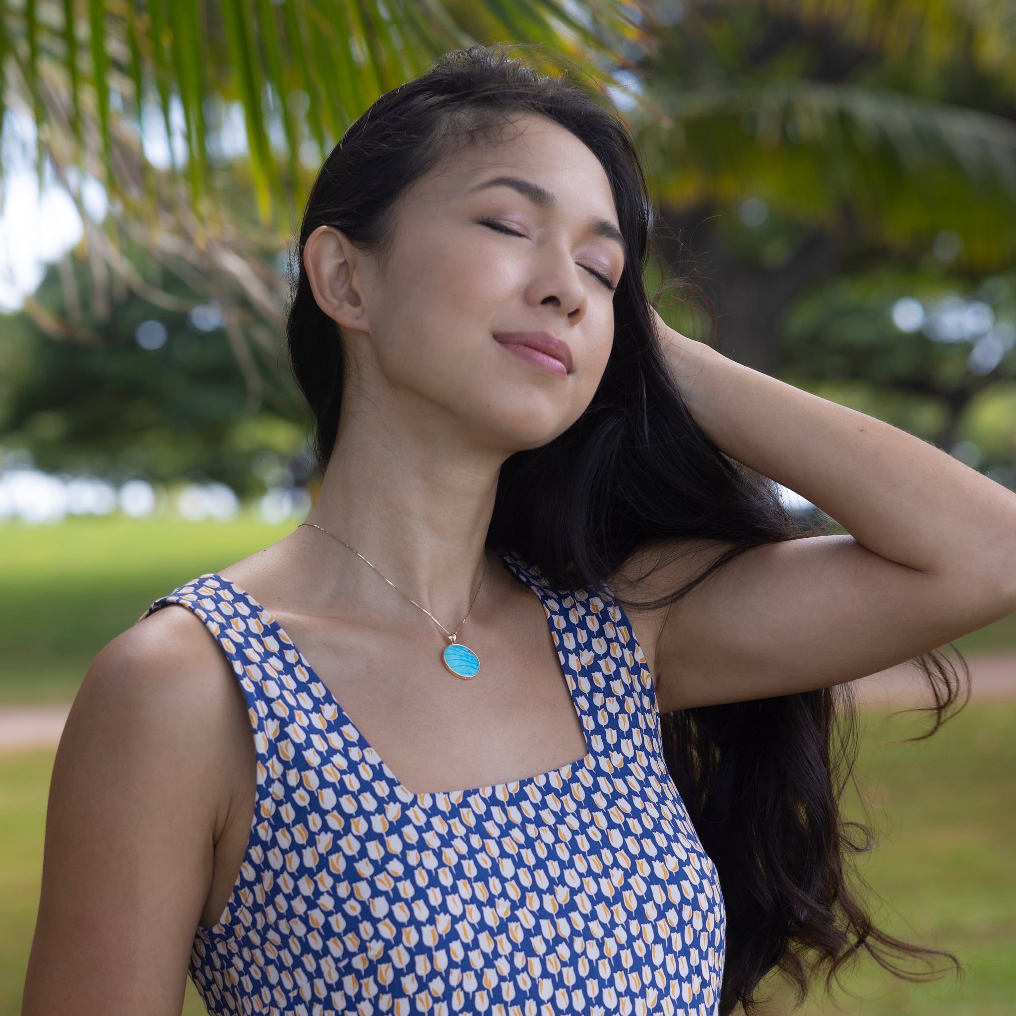 ハワイアン瞬間オーシャンサンドペンダントターコイズターコイズ - 22mm