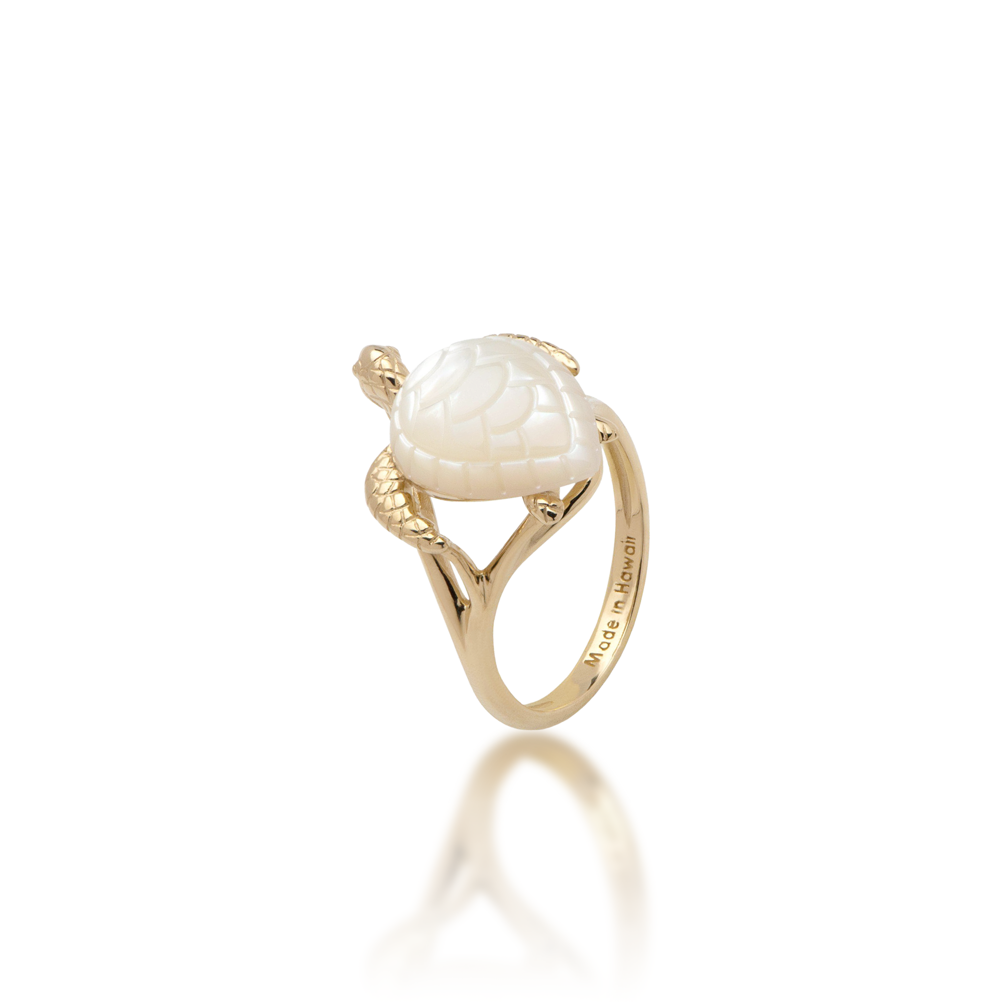 Honu Mother of Pearl Ring in Gold - 14mm
