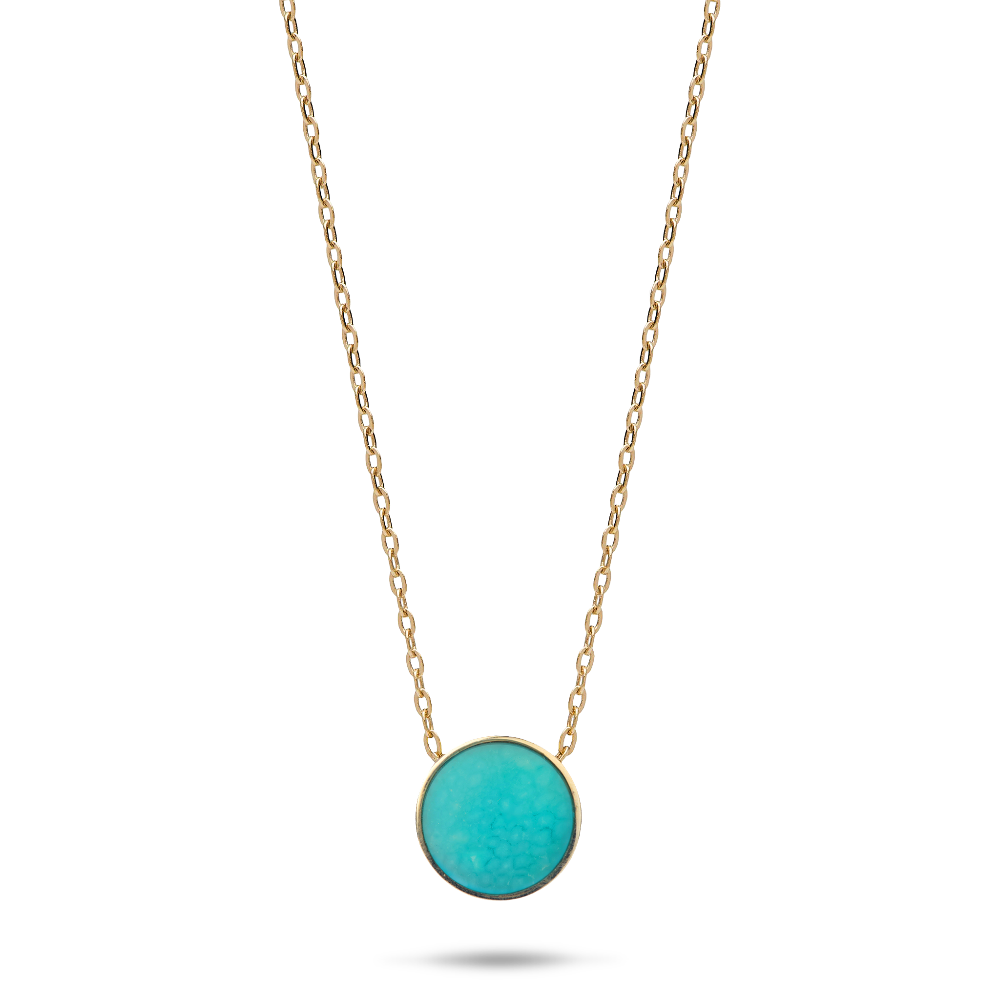 16-18 "調整可能なEclipse Flipside Turquoise&Mother of Pearl Necklace in Gold -9mm