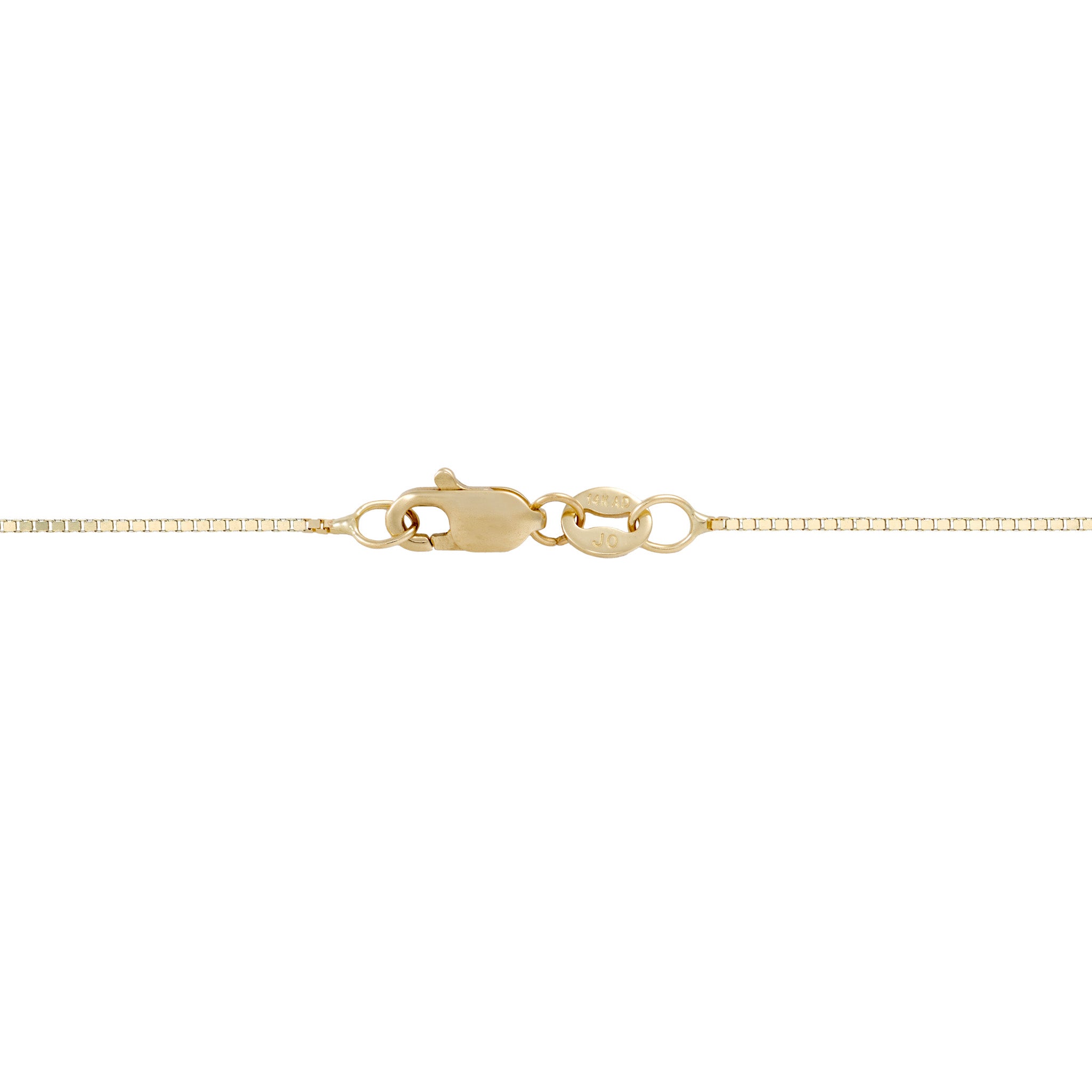 0.8mm Venetian Box Chain in Gold with Lobster Clasp on white background