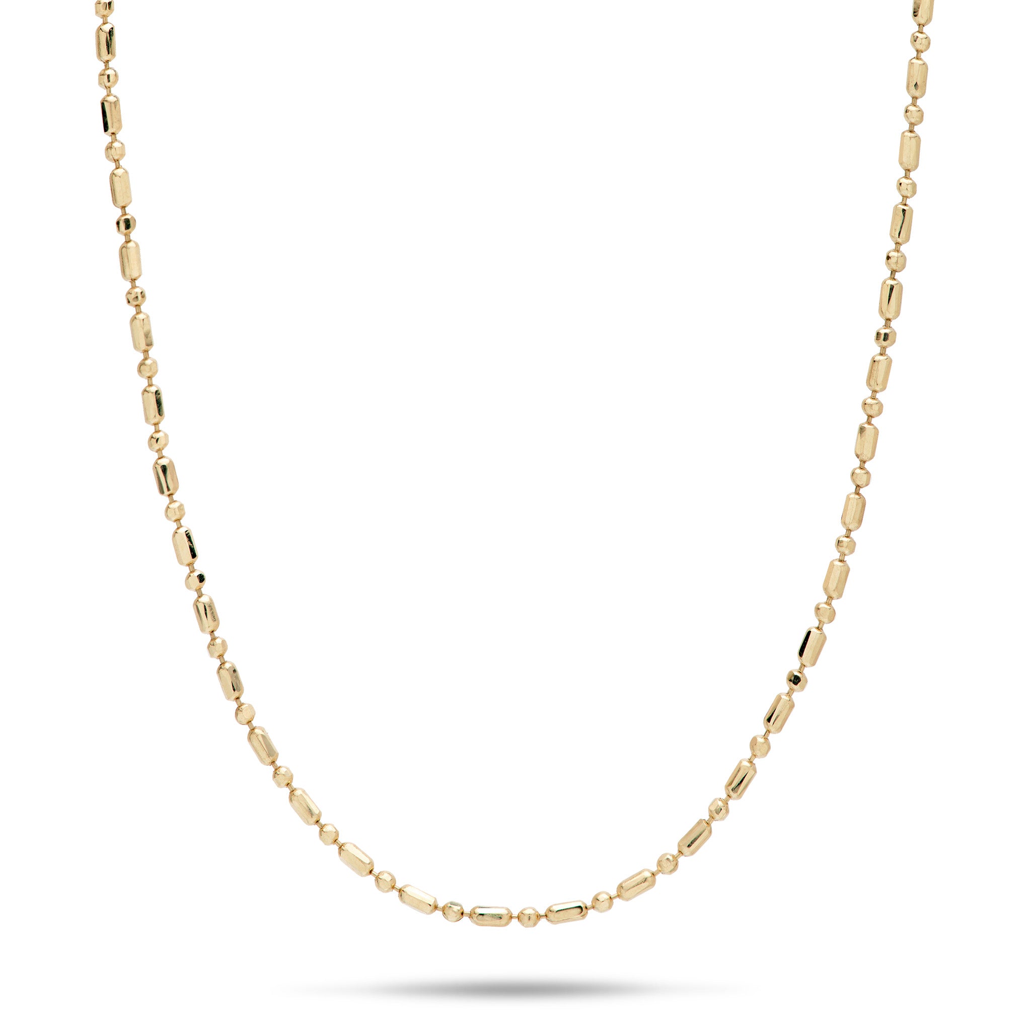 1.0mm Bar Ball Chain in 14k Yellow Gold