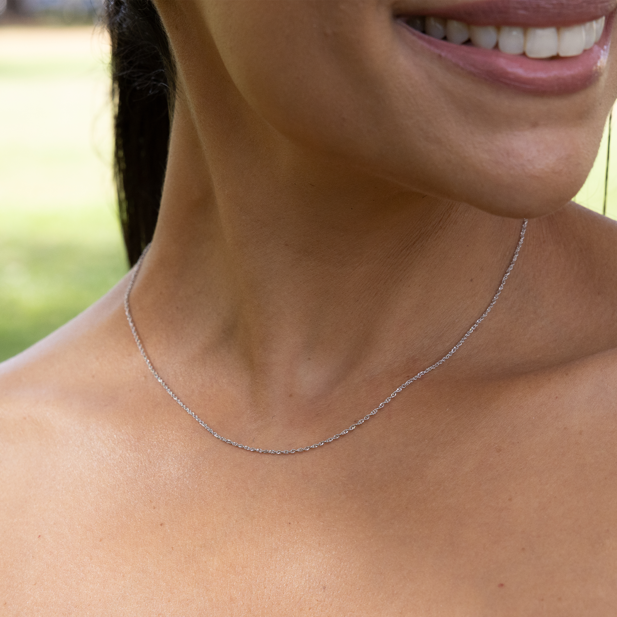 0.8mm Baby Rope Chain in White Gold