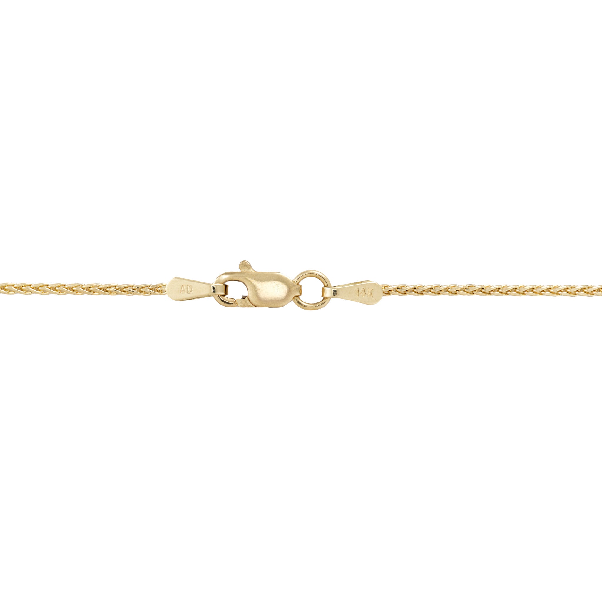 1.2mm Espiga Chain in Gold Lobster Claw Clasp on a white background