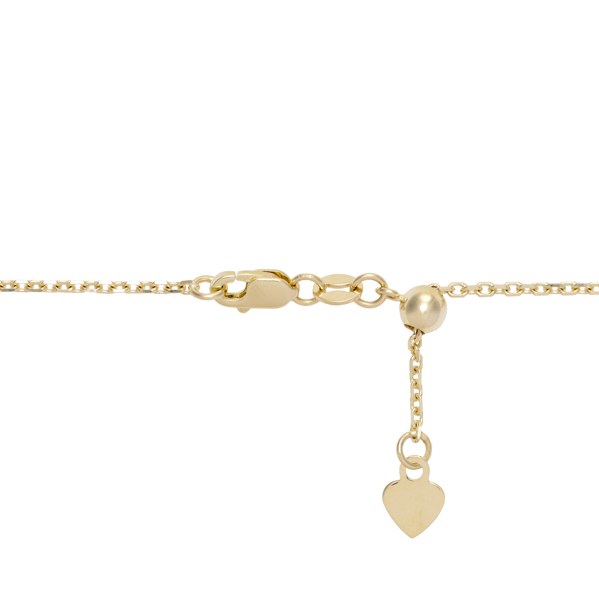 24" Adjustable 1.0mm Cable Chain in 14k Yellow Gold with Lobster Claw Clasp on white background