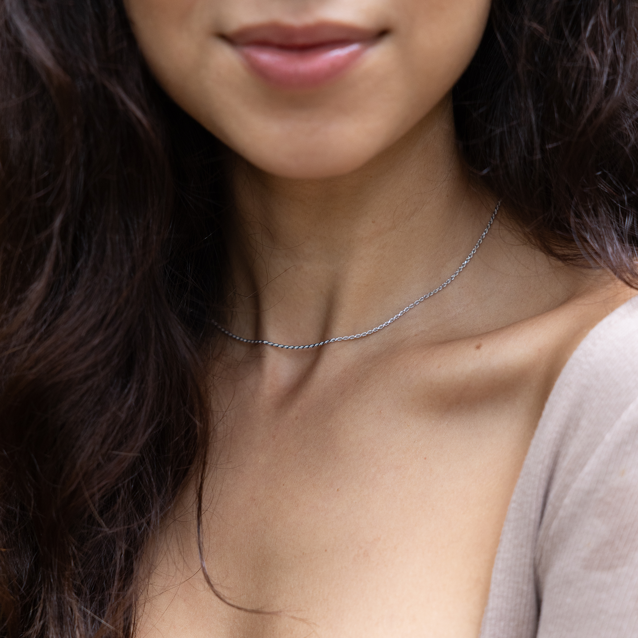 1.0mm フレックスロープチェーン ホワイトゴールド