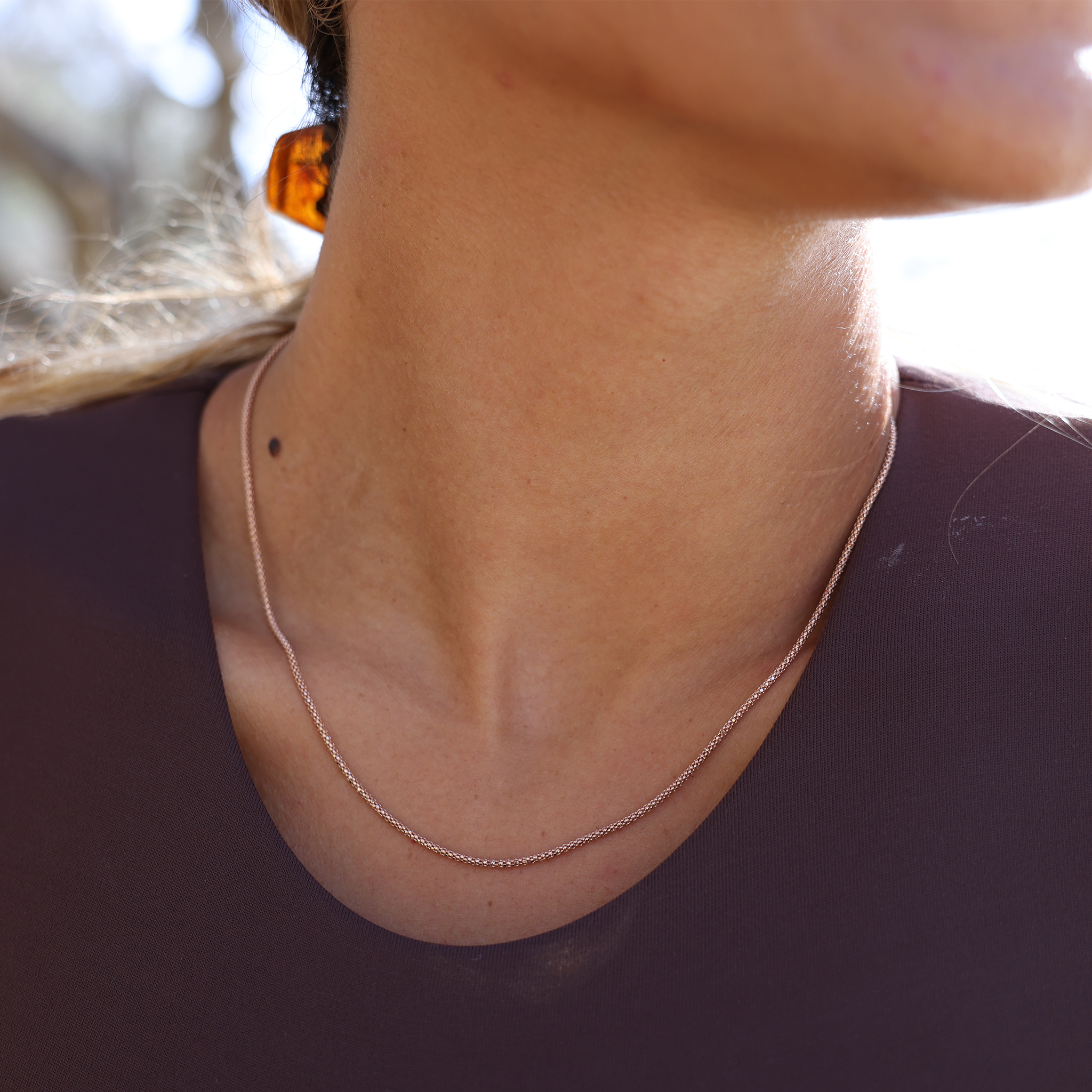 1.6mm Popcorn Chain in Rose Gold