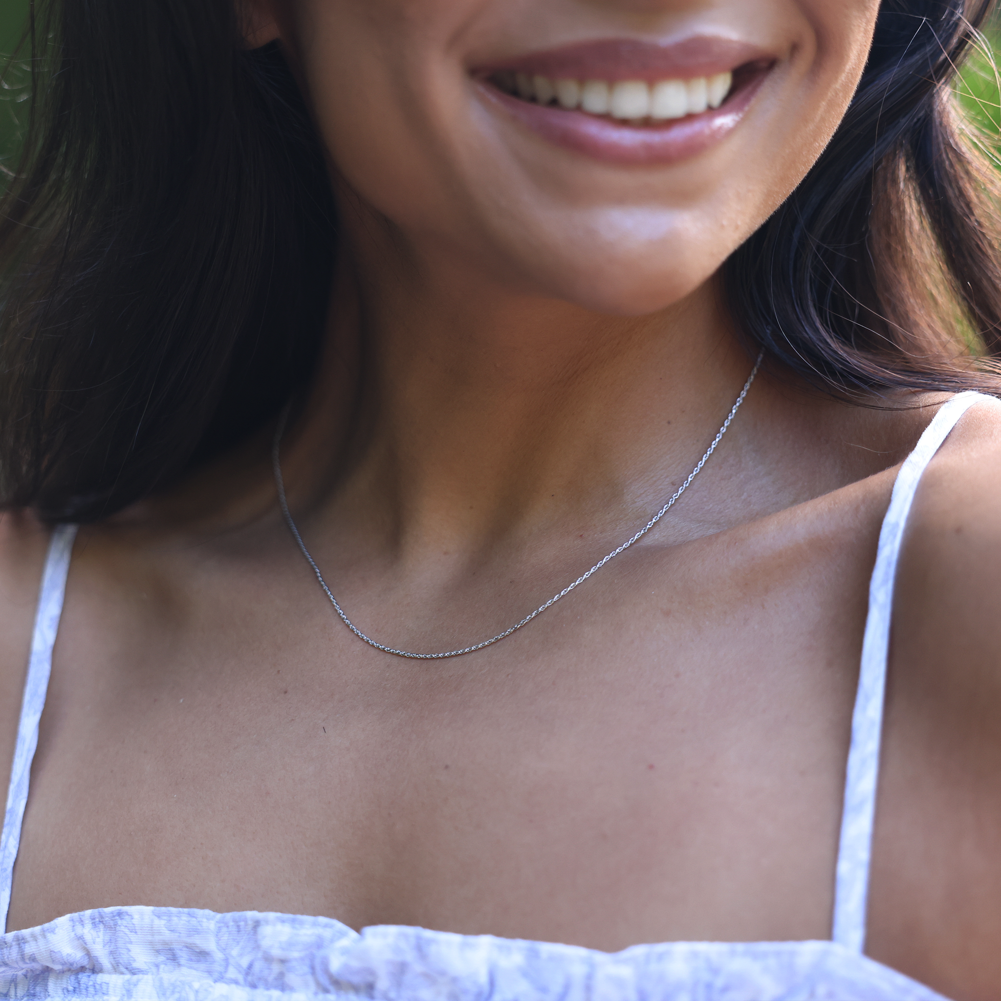 22" Adjustable 1.0mm Rope Chain in White Gold