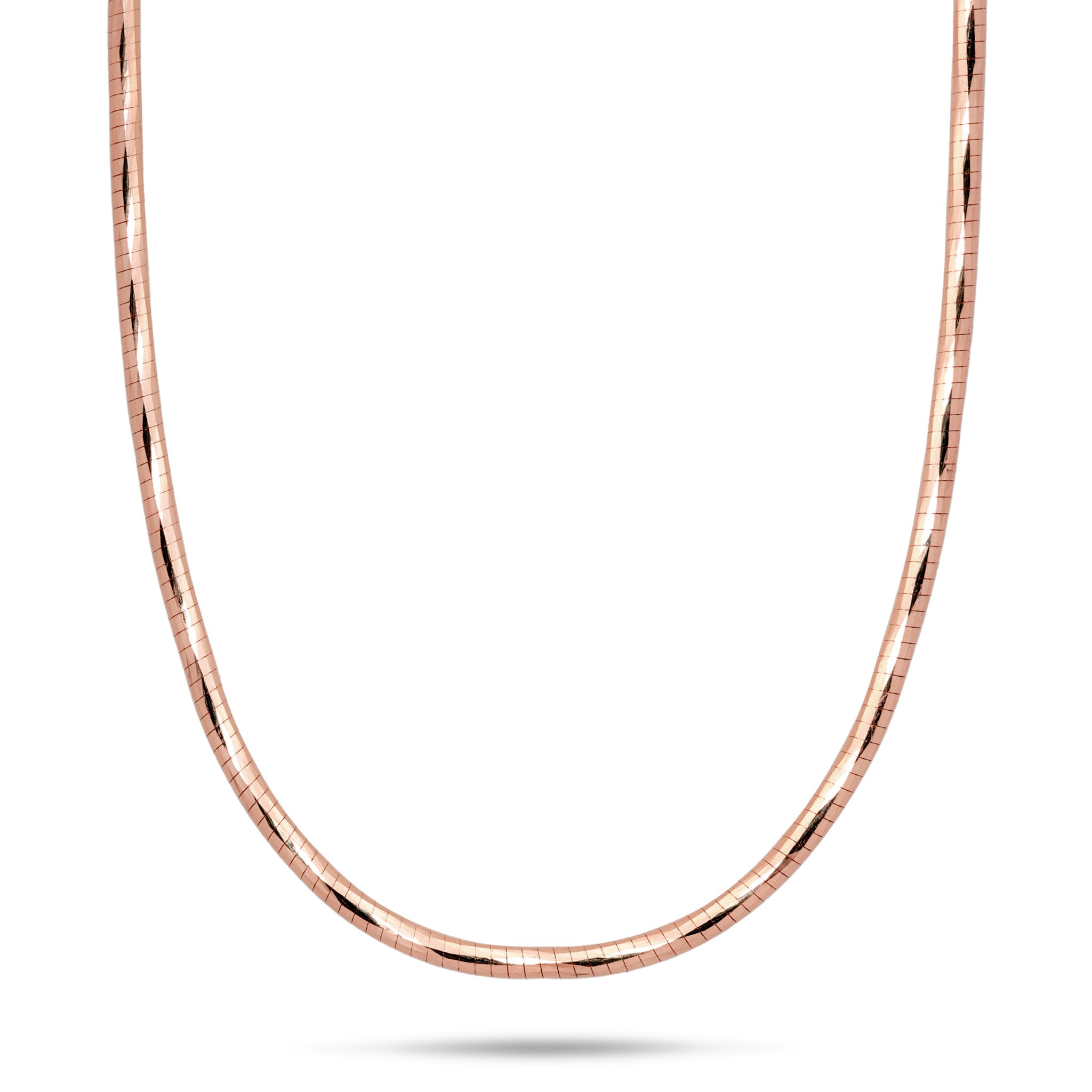 1.5mm Round Omega Chain in 14k Rose Gold