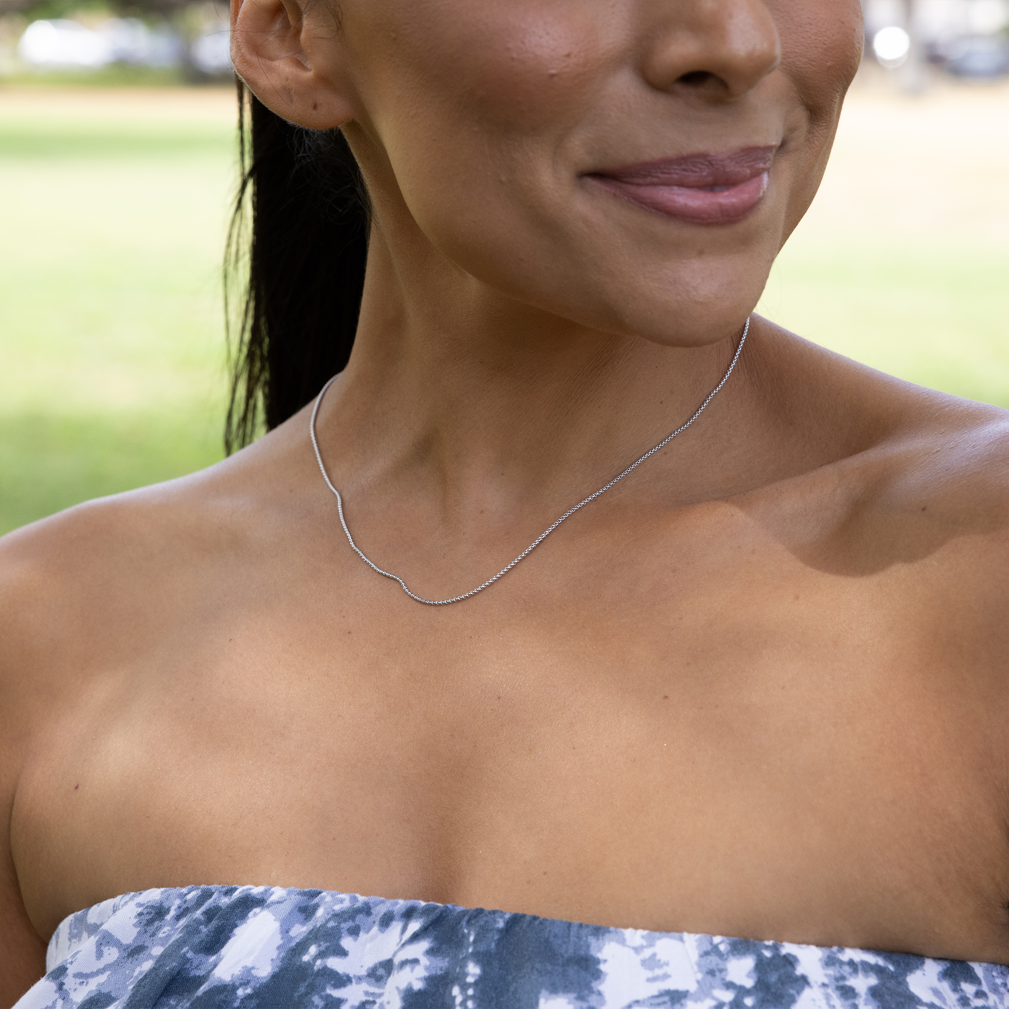 1.2mm Round Box Chain in Sterling Silver