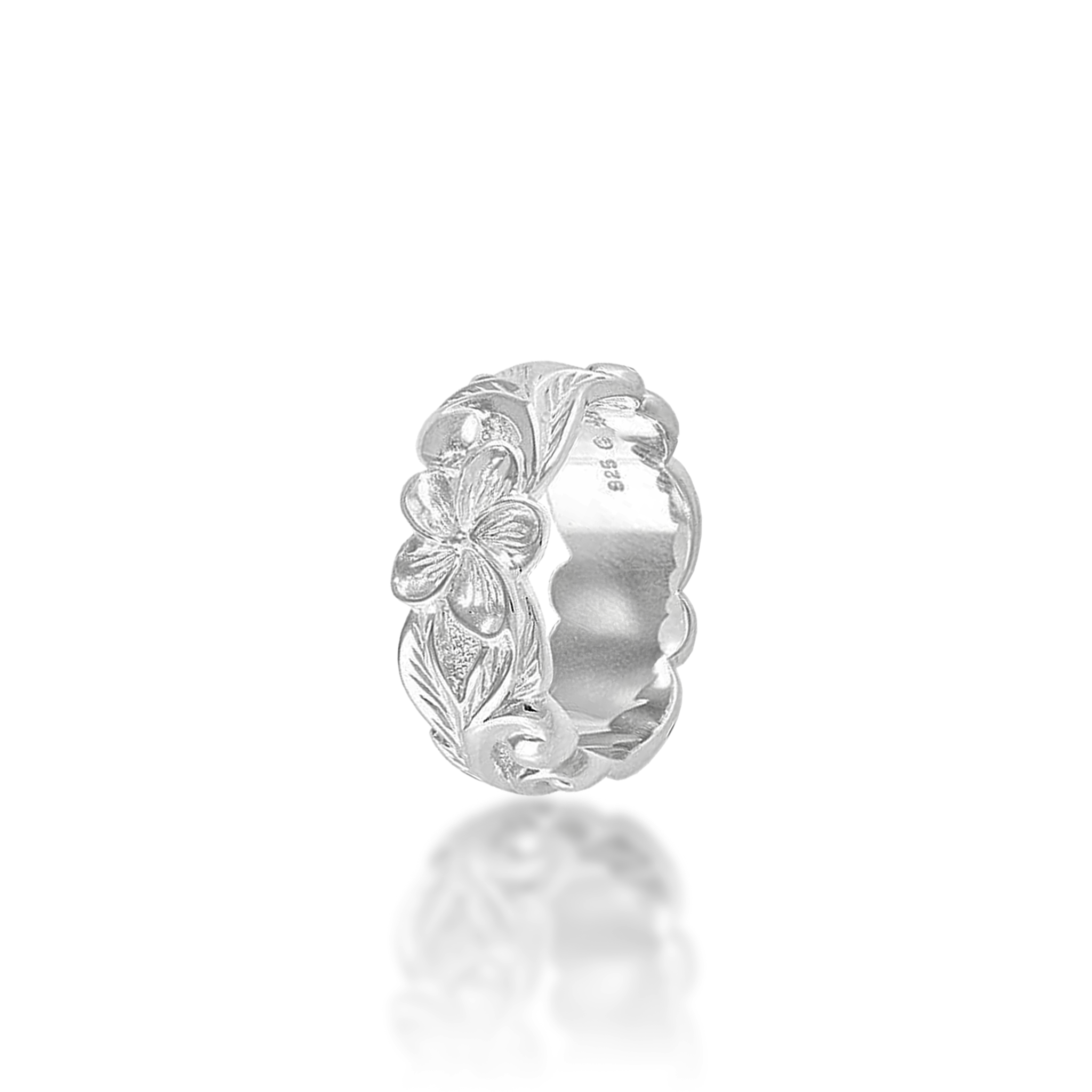 Hawaiianischer Erbstück-Plumeria-Ring aus Sterlingsilber – 8 mm