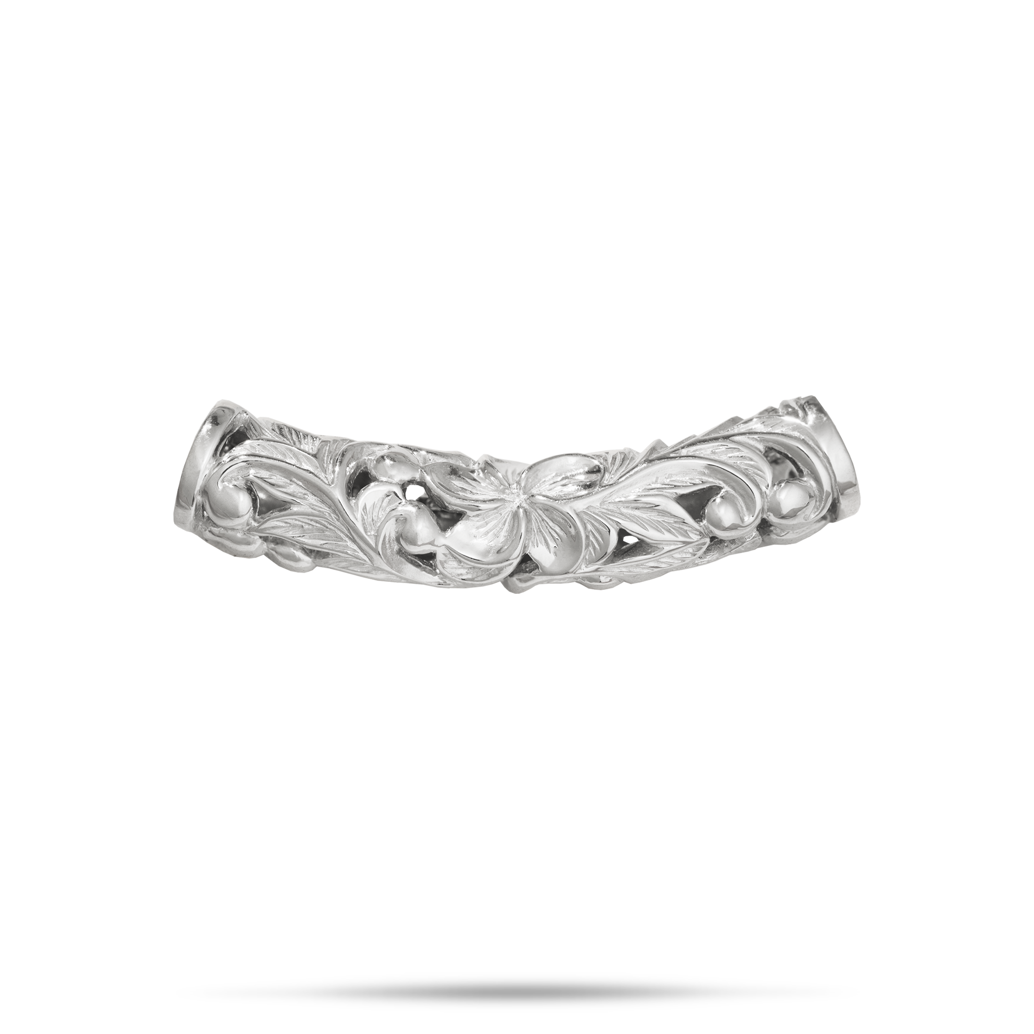 Hawaiian Heirloom Plumeria Barrel Pendant in Sterling Silver