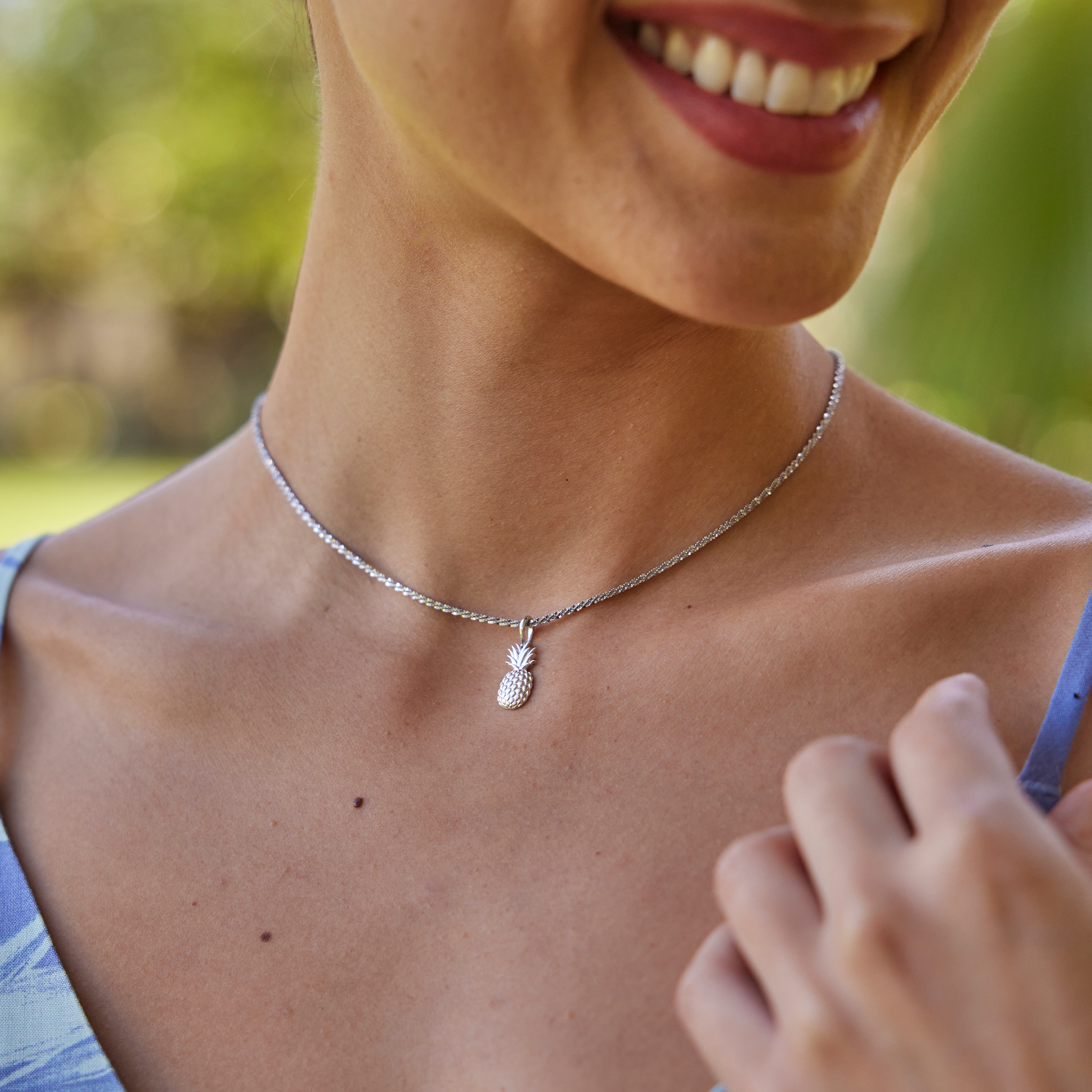 Pineapple Charm/Pendant in Sterling Silver - 15mm